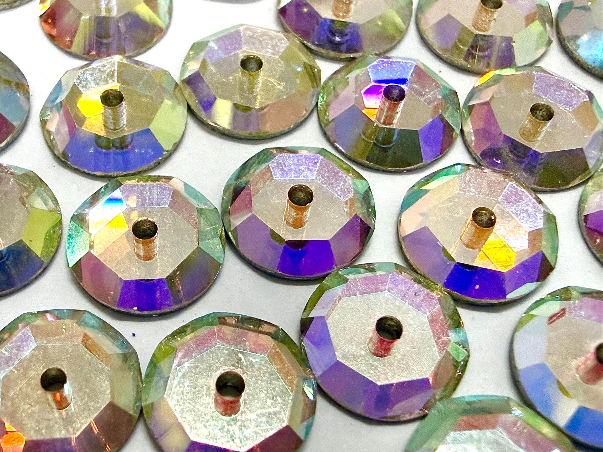 8mm Crystal Aurore Boreale Lochrose Stones – Preciosa Flat Back Sew-On Stones , Czech Beads