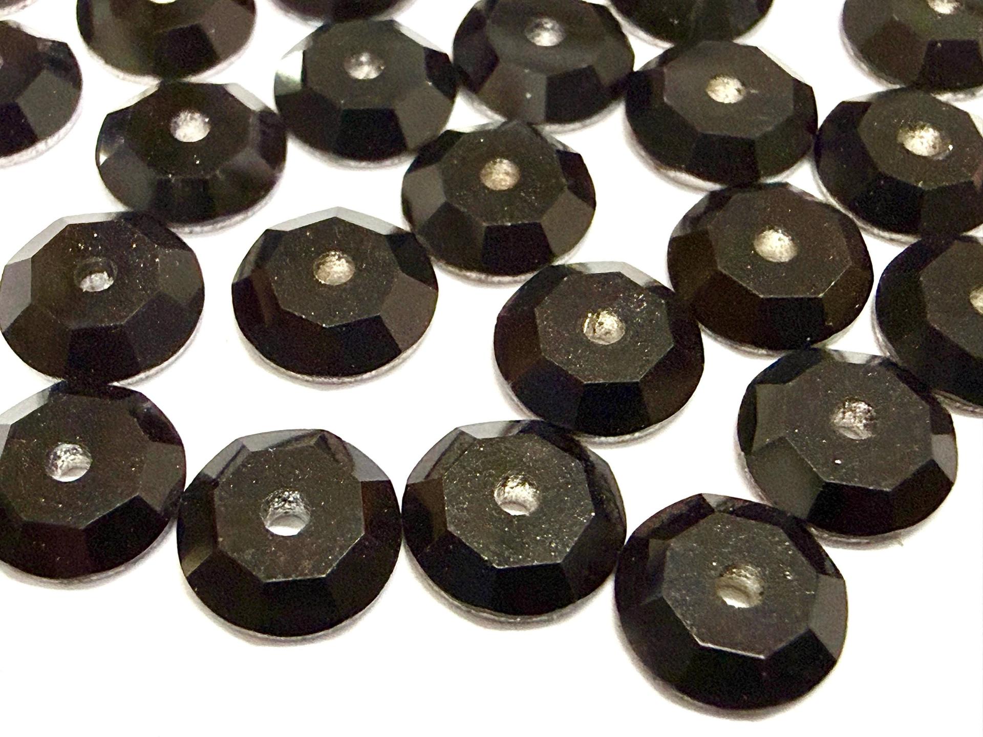 9mm Jet Lochrose Stones – Preciosa Flat Back Sew-On Stones , Czech Beads