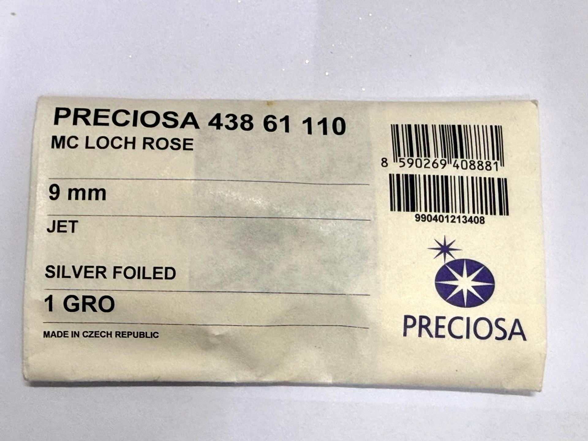 9mm Jet Lochrose Stones – Preciosa Flat Back Sew-On Stones , Czech Beads