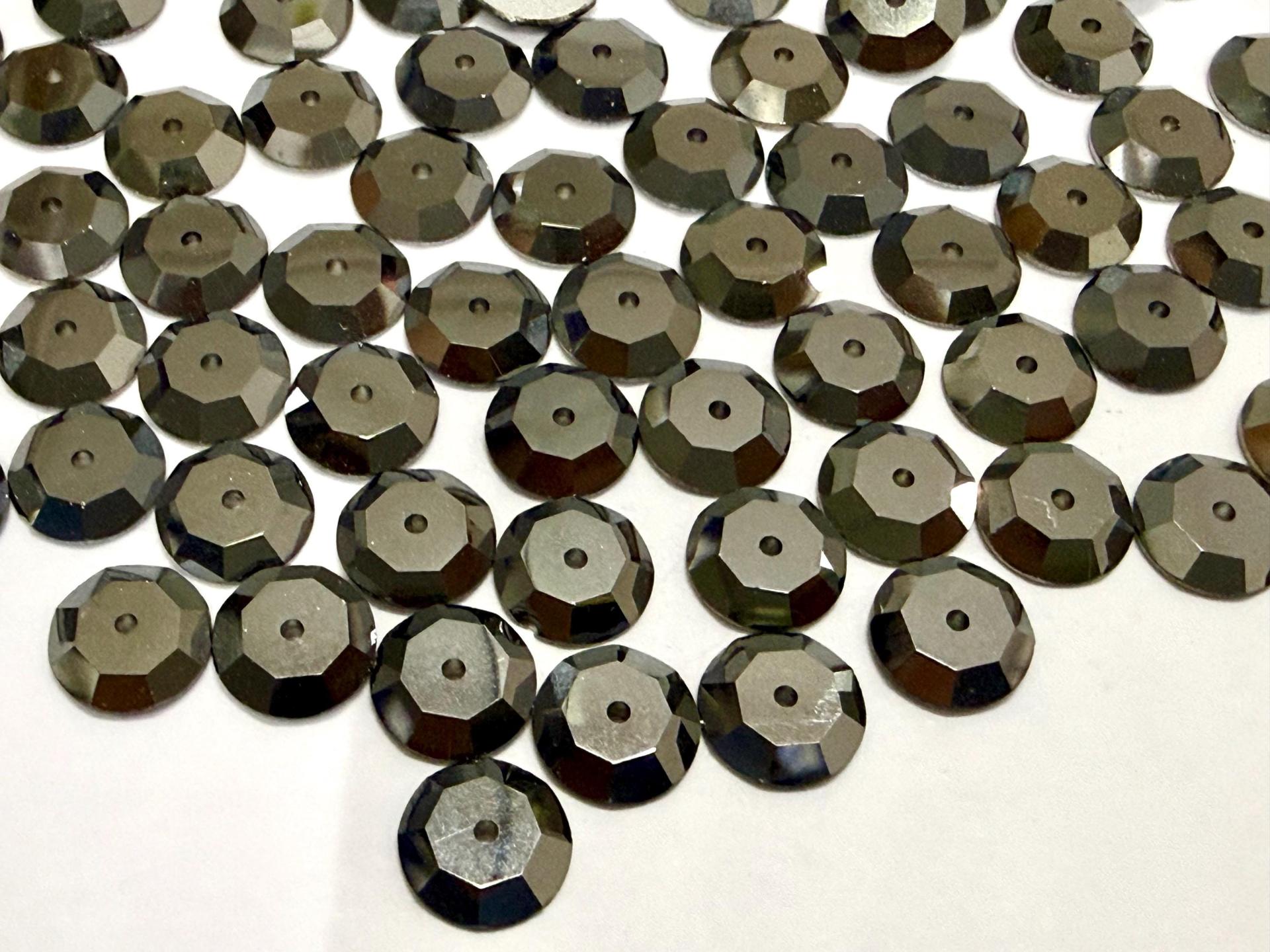 9mm Jet Hematite Lochrose Stones – Preciosa Flat Back Sew-On Stones , Czech Beads