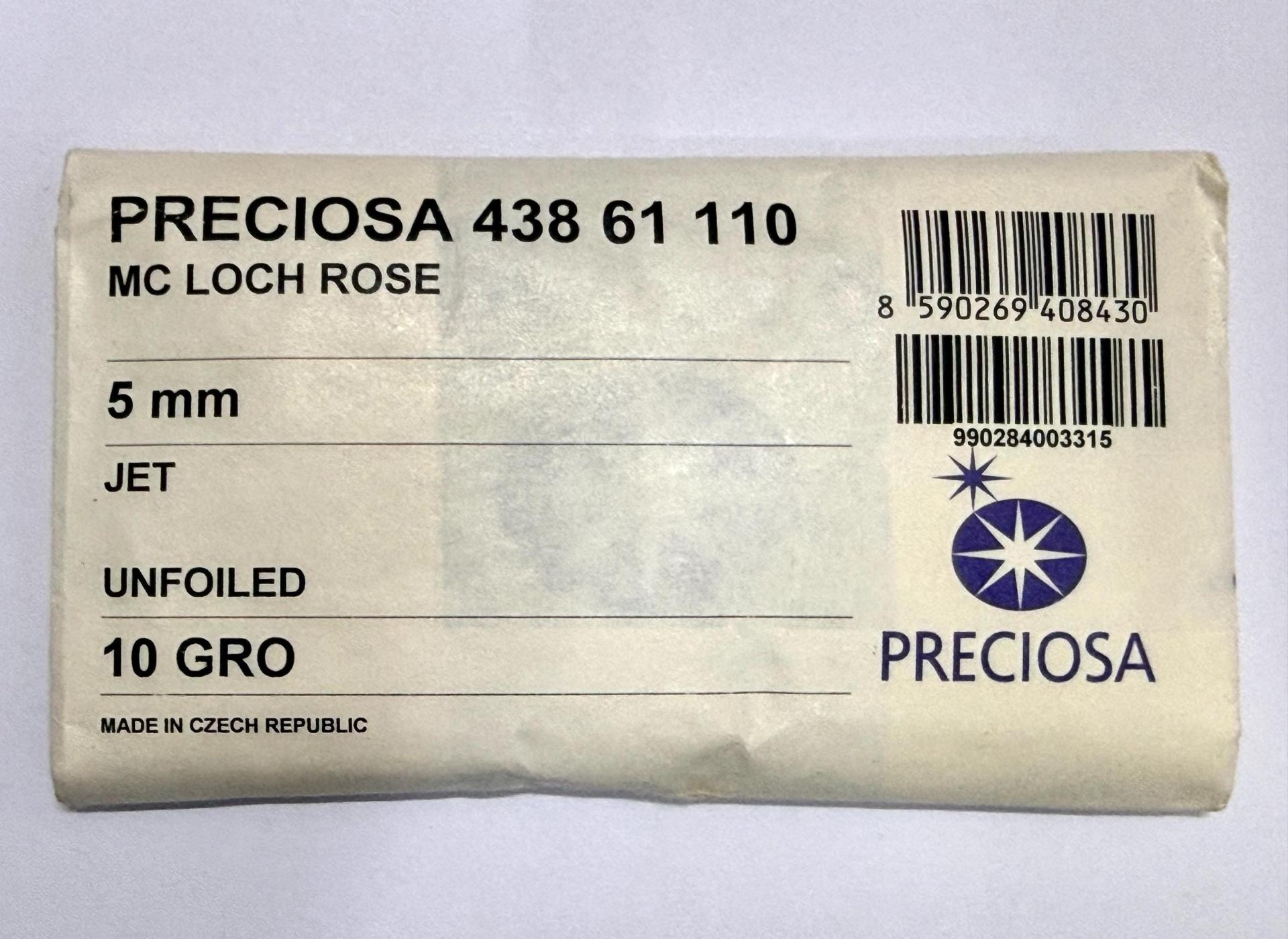 5mm Jet Lochrose Stones – Preciosa Flat Back Sew-On Stones , Czech Beads