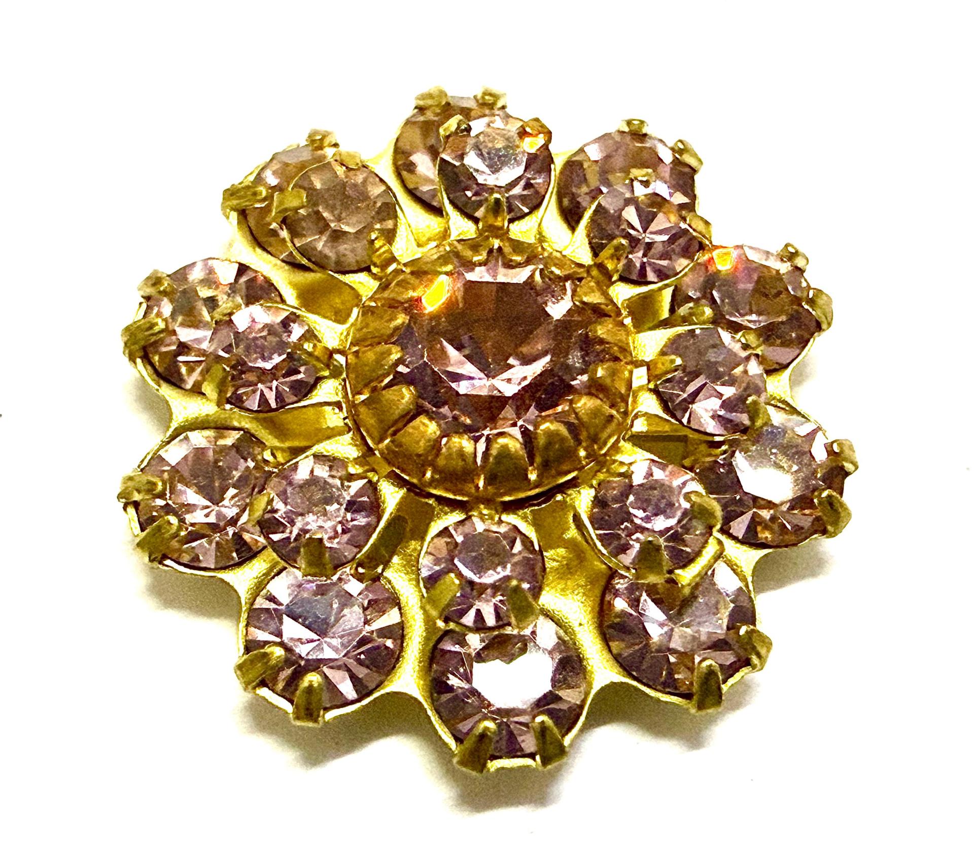 16mm Vintage brass Swarovski Flower Design in Light Amethyst crystal Embellishment DIY Supplies wedding decorations