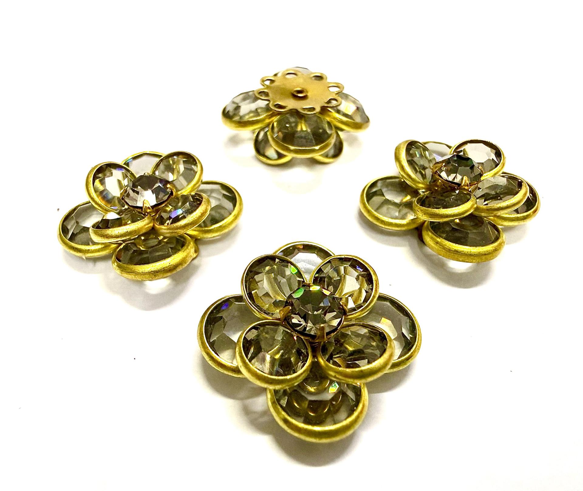 16mm Vintage brass Swarovski Flower Design in Black Diamond Embellishment DIY Supplies wedding decorations