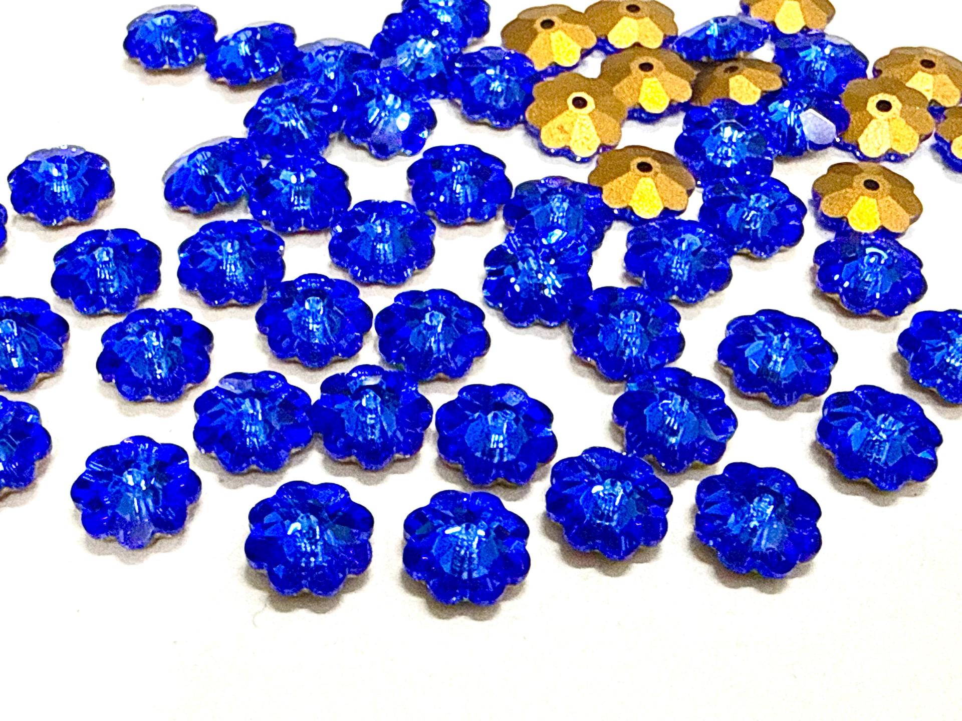 8mm Swarovski Sapphire Flower Sew-on Stone