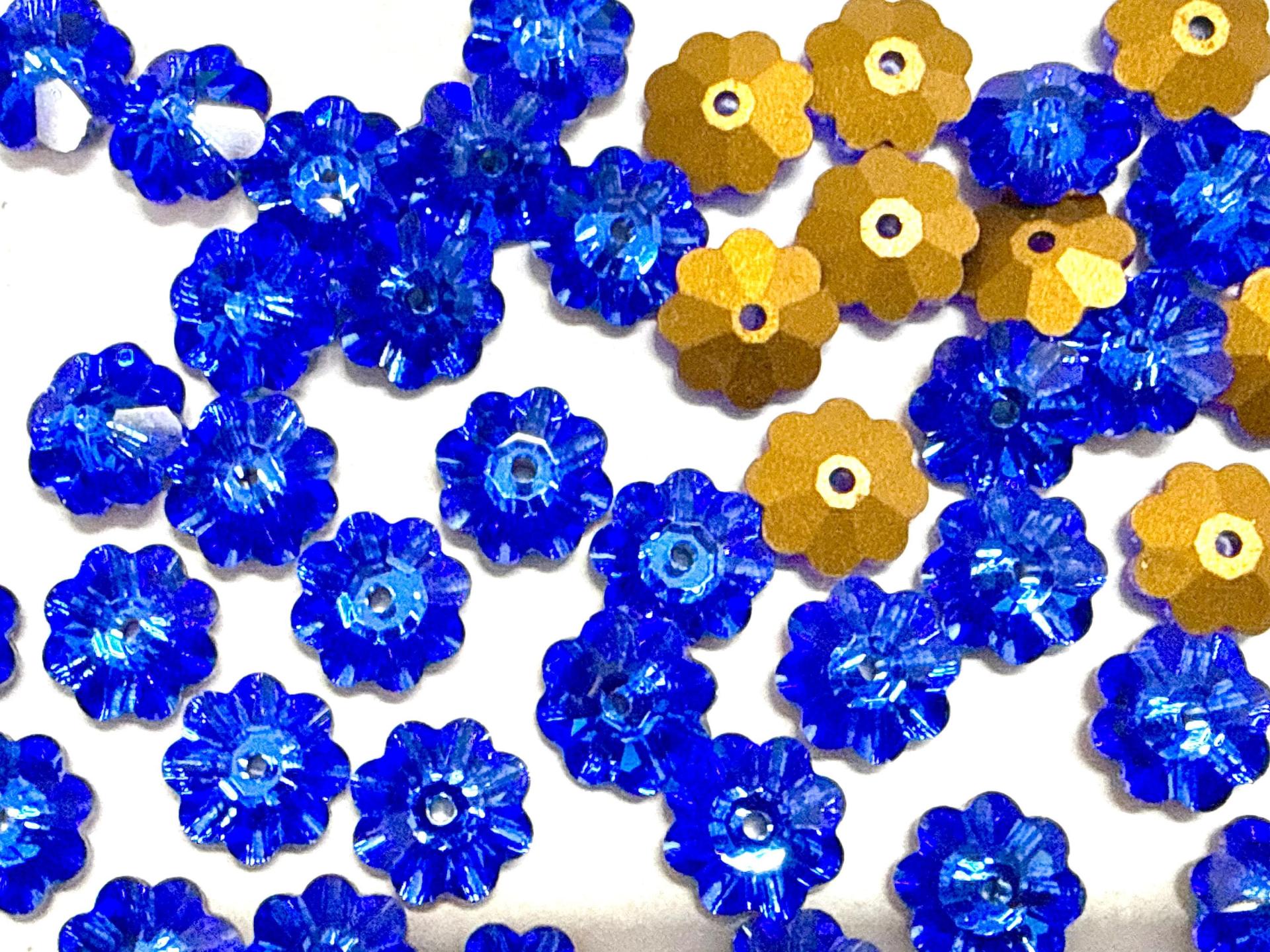8mm Swarovski Sapphire Flower Sew-on Stone