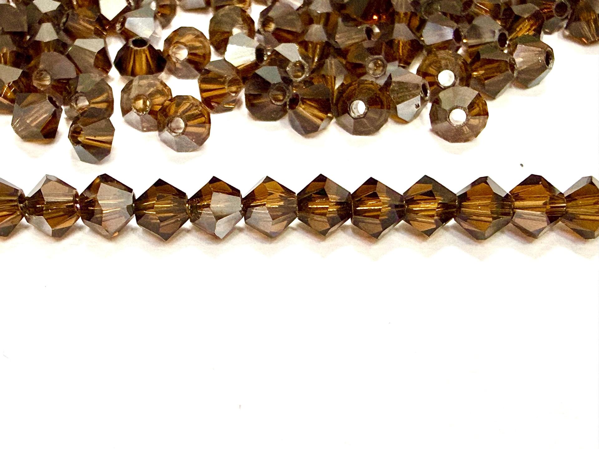 4mm Smoked Topaz Satin Swarovski Bicone Beads, Jewelry Making Supplies