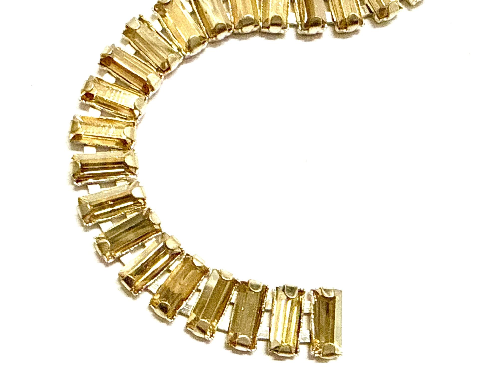 7x3mm Swarovski Crystal Golden Shadow Baguette Chain | Silver Plated Jewelry Making Supplies