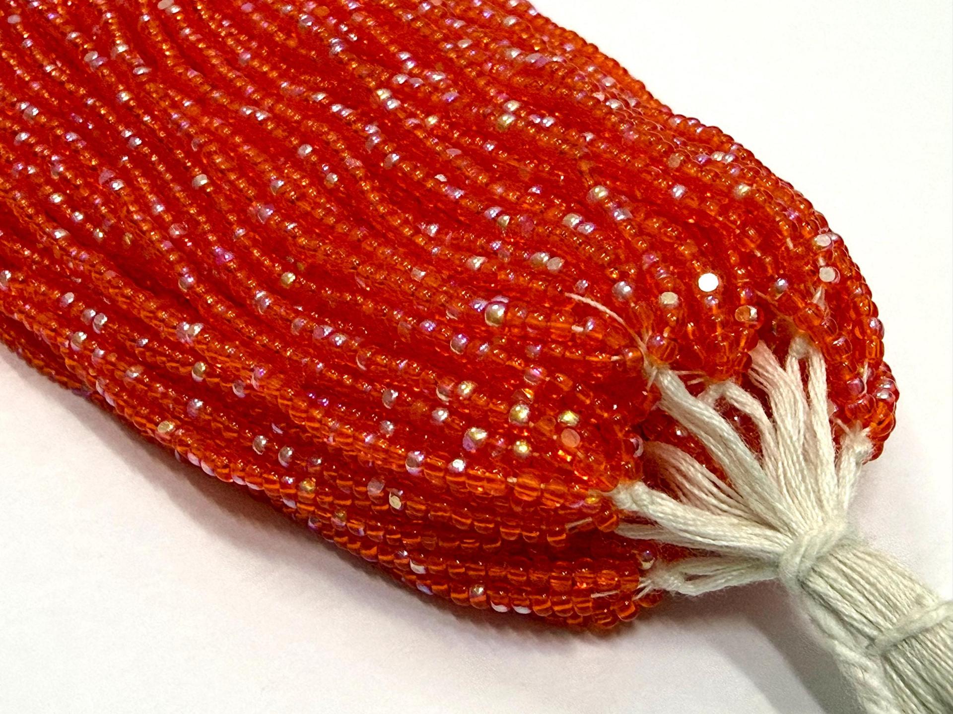 11/0 Charlotte Cut Seed Beads, Patina Transparent Light Orange Aurore Boreale, Native Supplies