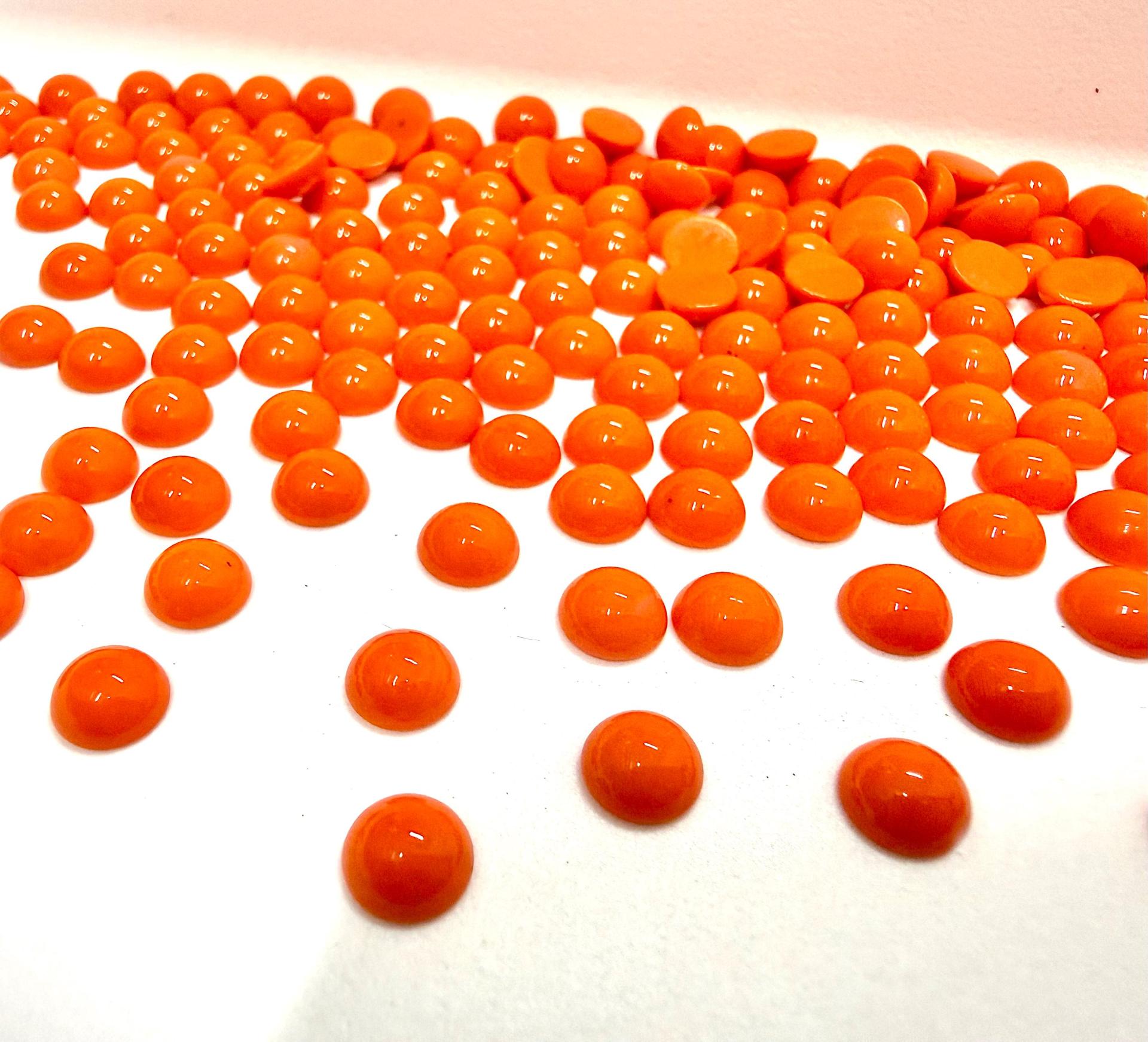 6mm Swarovski Round Cabochon Cabs Opaque Orange Unfoiled Article # 2090/4 Vintage Flat Back