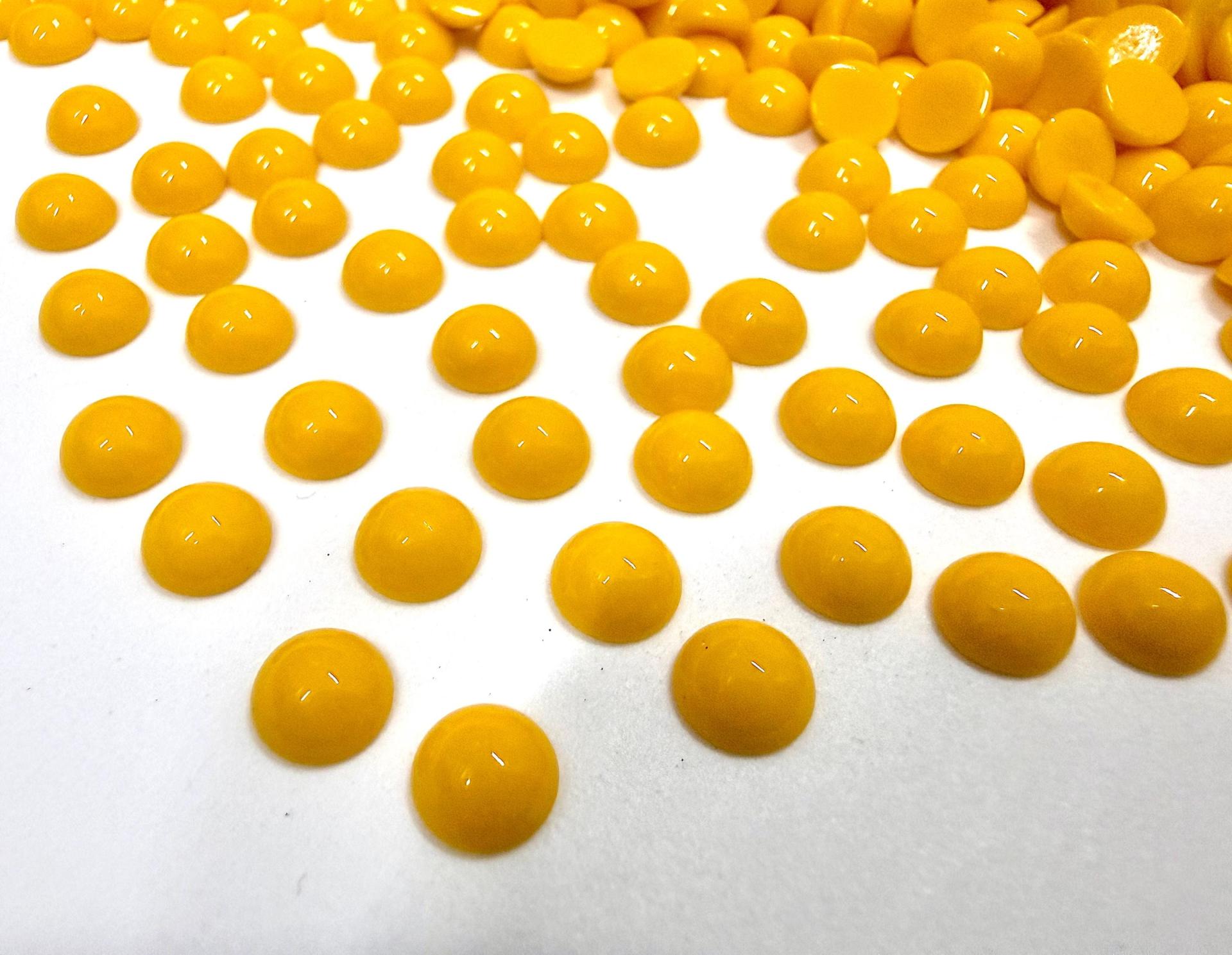 6mm Swarovski Round Cabochon Cabs Opaque Yellow  Unfoiled Article # 2090/4 Vintage Flat Back