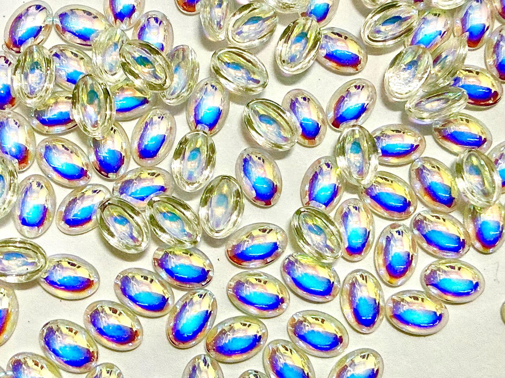 Swarovski Oval Cabochons Crystal Aurore Boreale Unfoiled 6x4mm, 2190/4 Flat Back Glass Stones