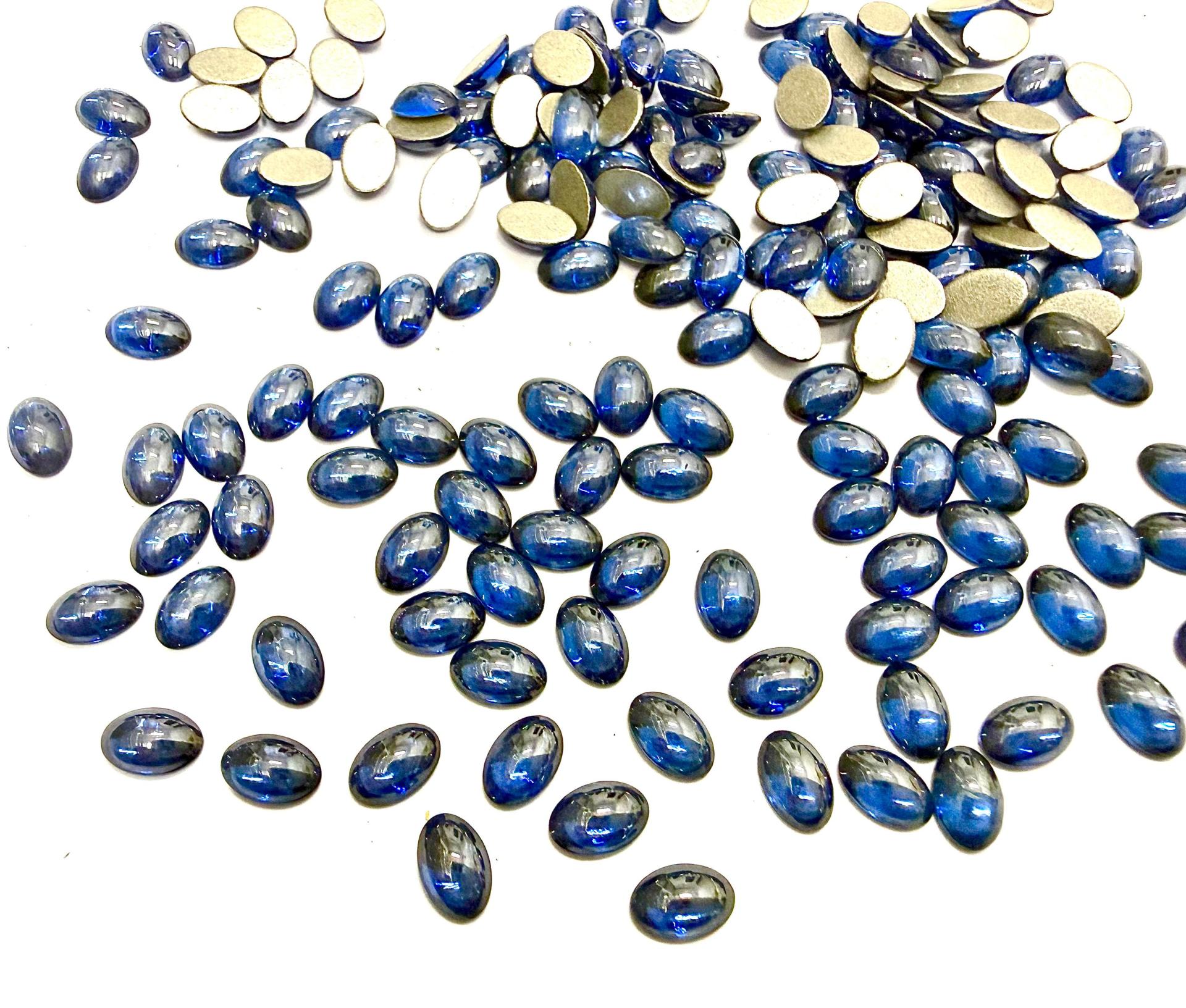 Swarovski Oval Cabochons Sapphire Satin Foiled 6x4mm, 2190/4 Flat Back Glass Stones