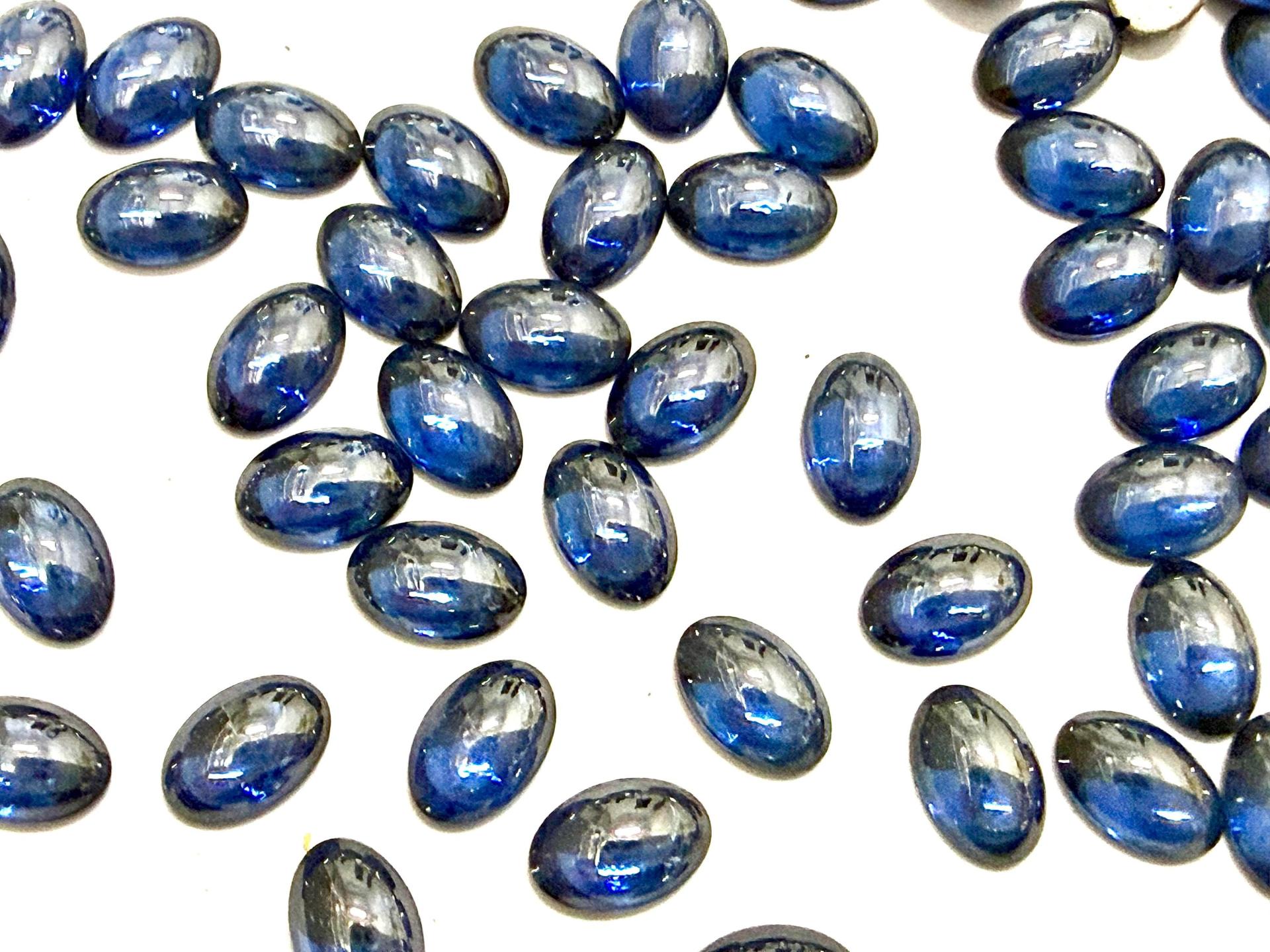 Swarovski Oval Cabochons Sapphire Satin Foiled 6x4mm, 2190/4 Flat Back Glass Stones