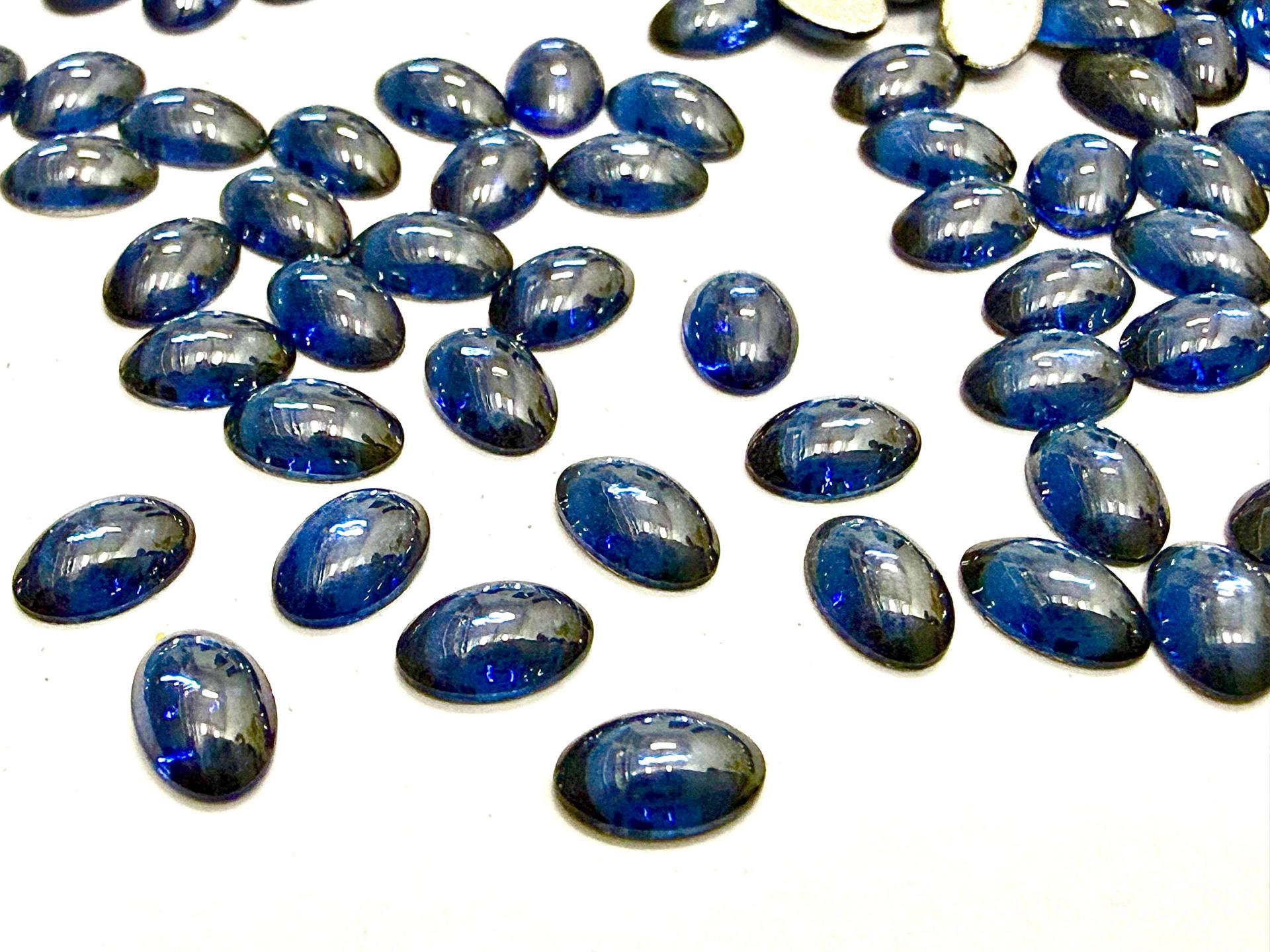 Swarovski Oval Cabochons Sapphire Satin Foiled 6x4mm, 2190/4 Flat Back Glass Stones
