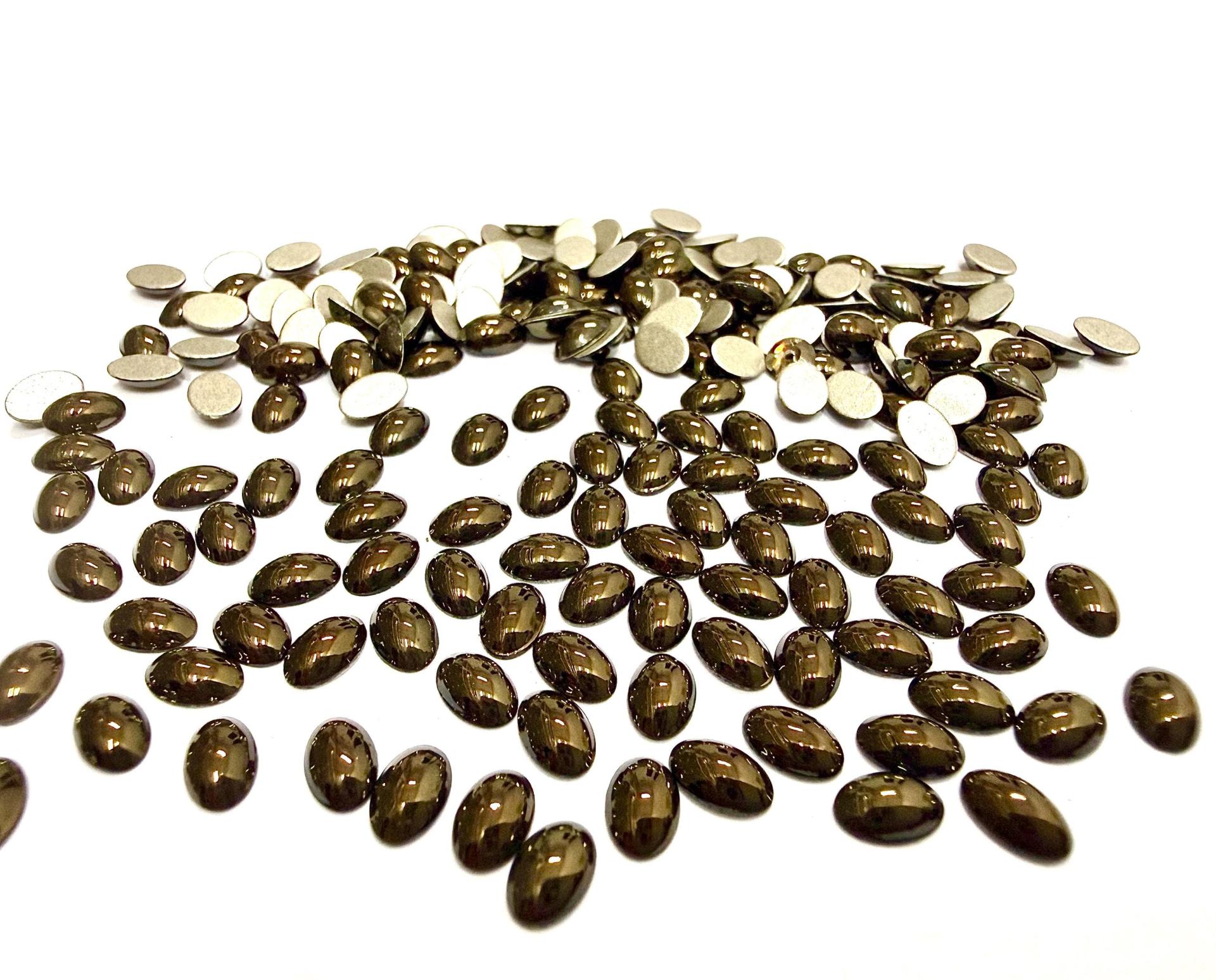 Swarovski Oval Cabochons Jet Nut Foiled 6x4mm, 2190/4 Flat Back Glass Stones