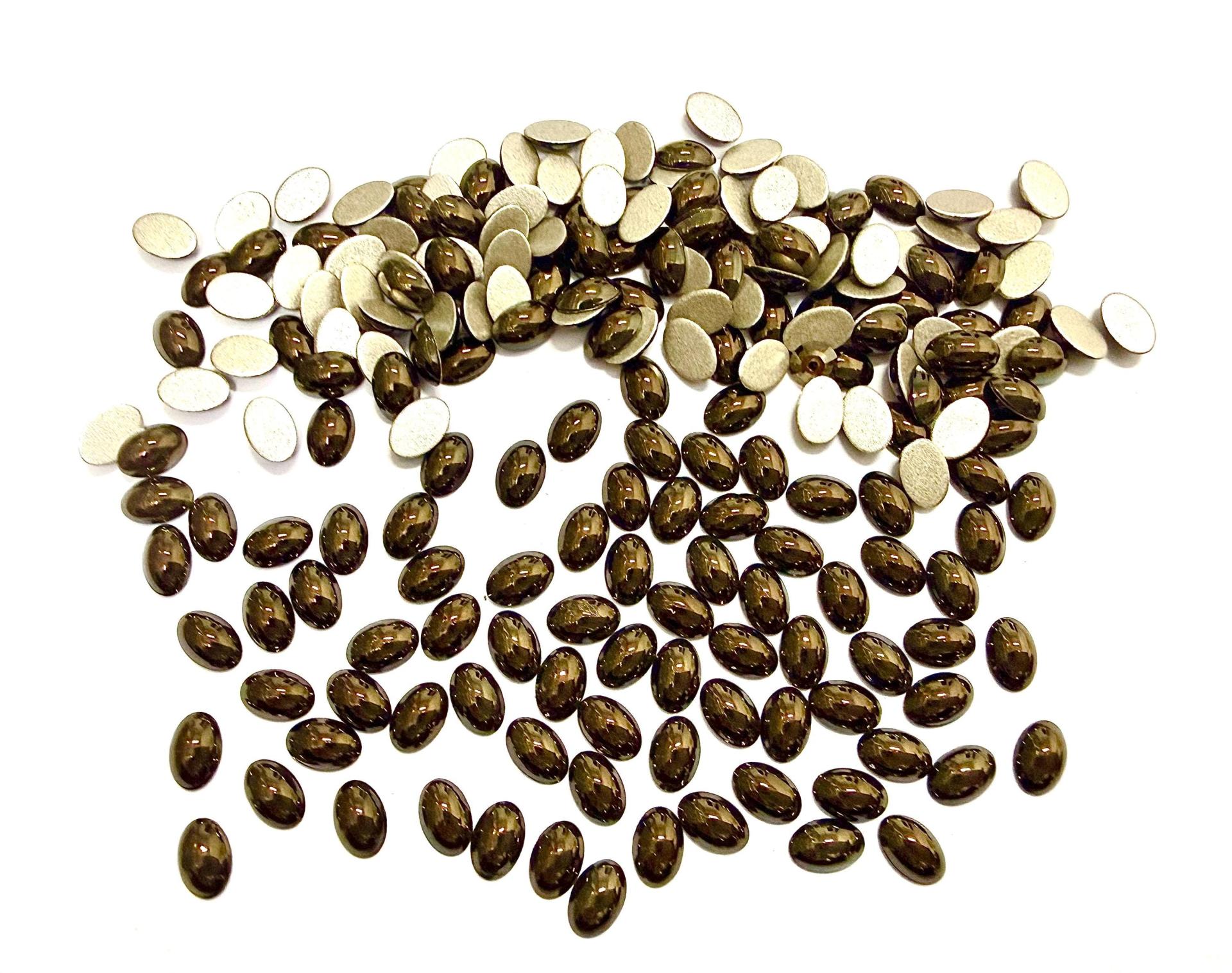 Swarovski Oval Cabochons Jet Nut Foiled 6x4mm, 2190/4 Flat Back Glass Stones
