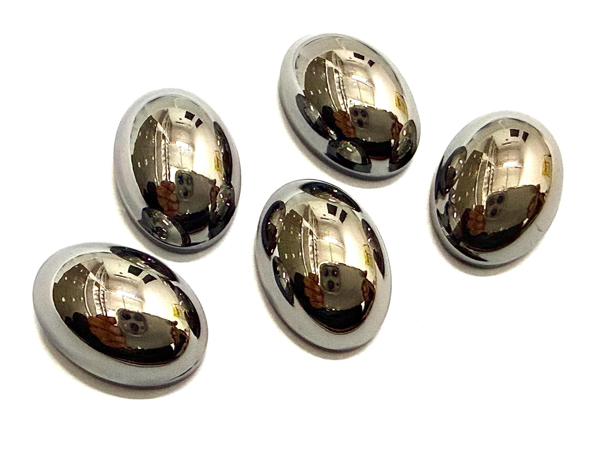 Swarovski 14x10 mm Vintage 2190 Jet Metallic Silver Unfoiled Flat Back Oval Cabochon Cabs