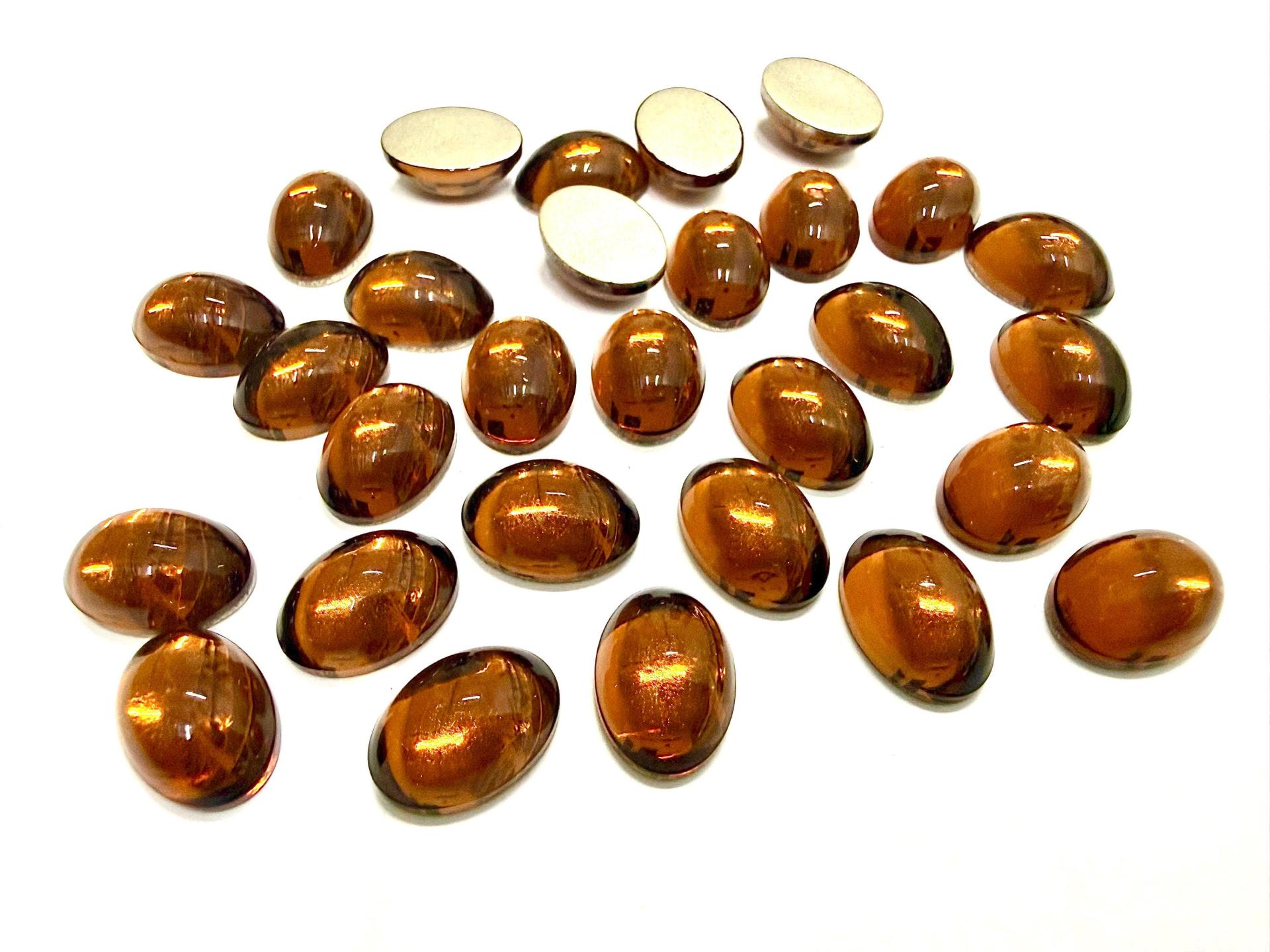 Swarovski 14x10 mm Vintage 2190 Smoked Topaz Foiled Flat Back Oval Cabochon Cabs