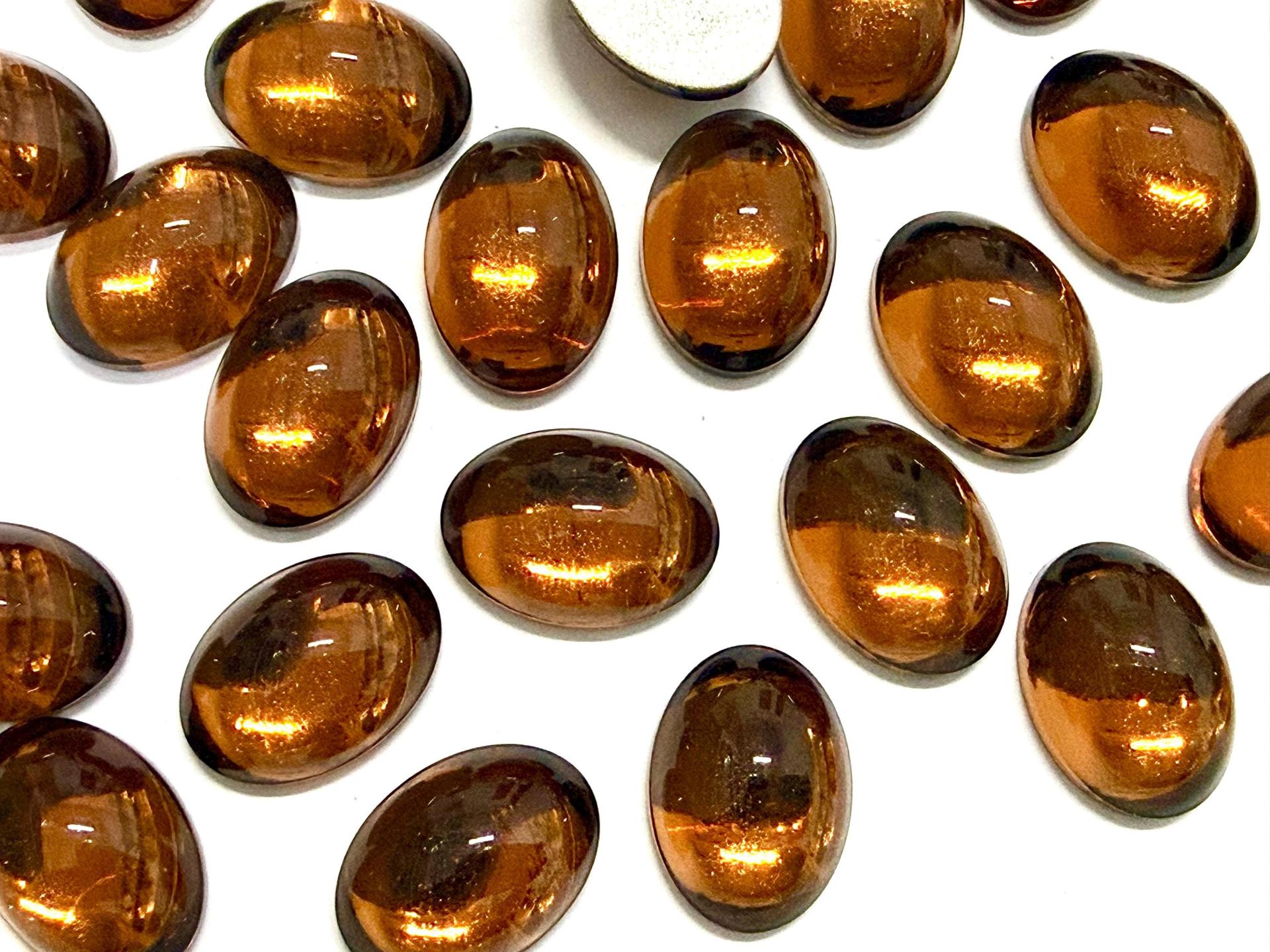 Swarovski 14x10 mm Vintage 2190 Smoked Topaz Foiled Flat Back Oval Cabochon Cabs