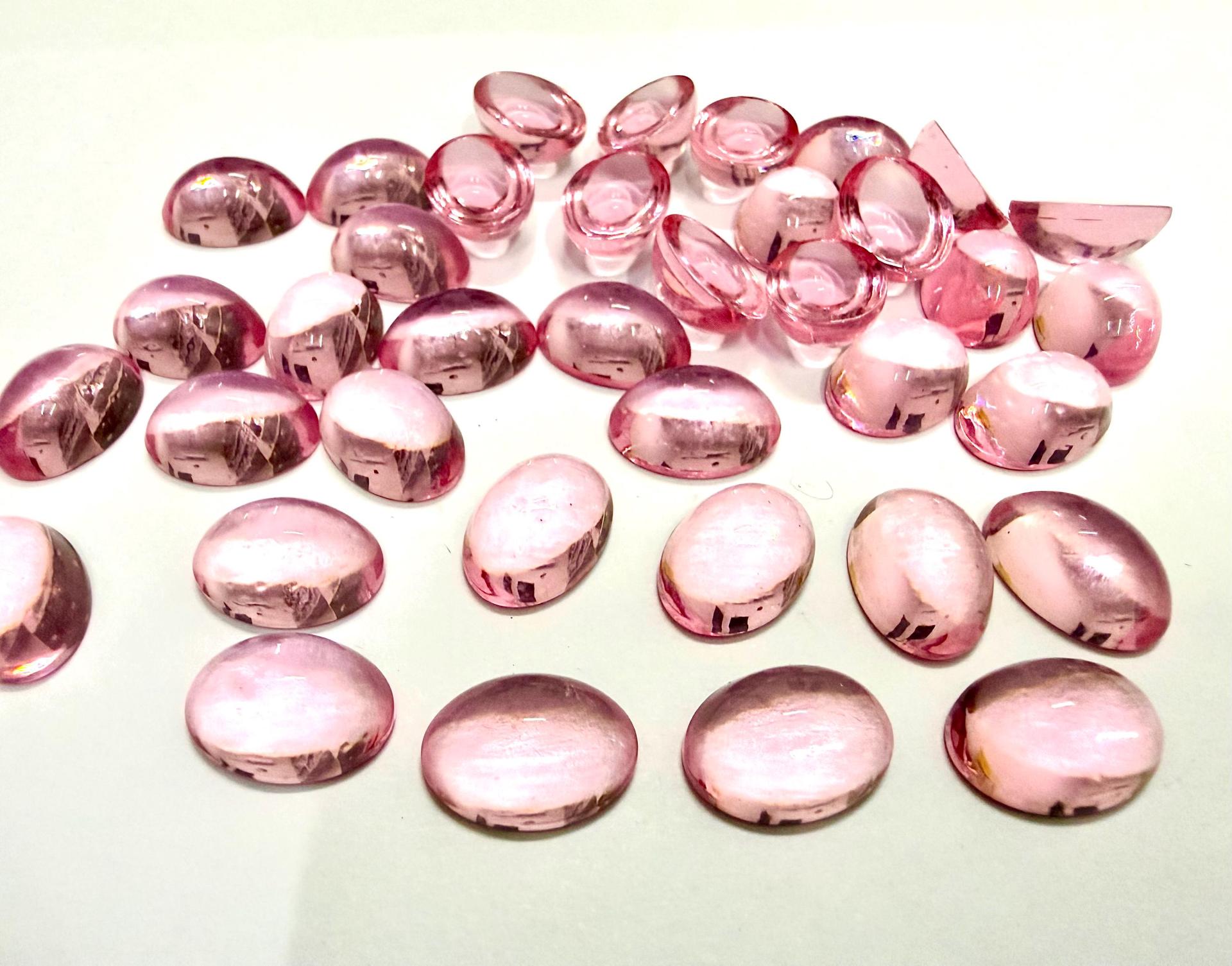 Swarovski 14x10 mm Vintage 2190 Light Rose Unfoiled Flat Back Oval Cabochon Cabs