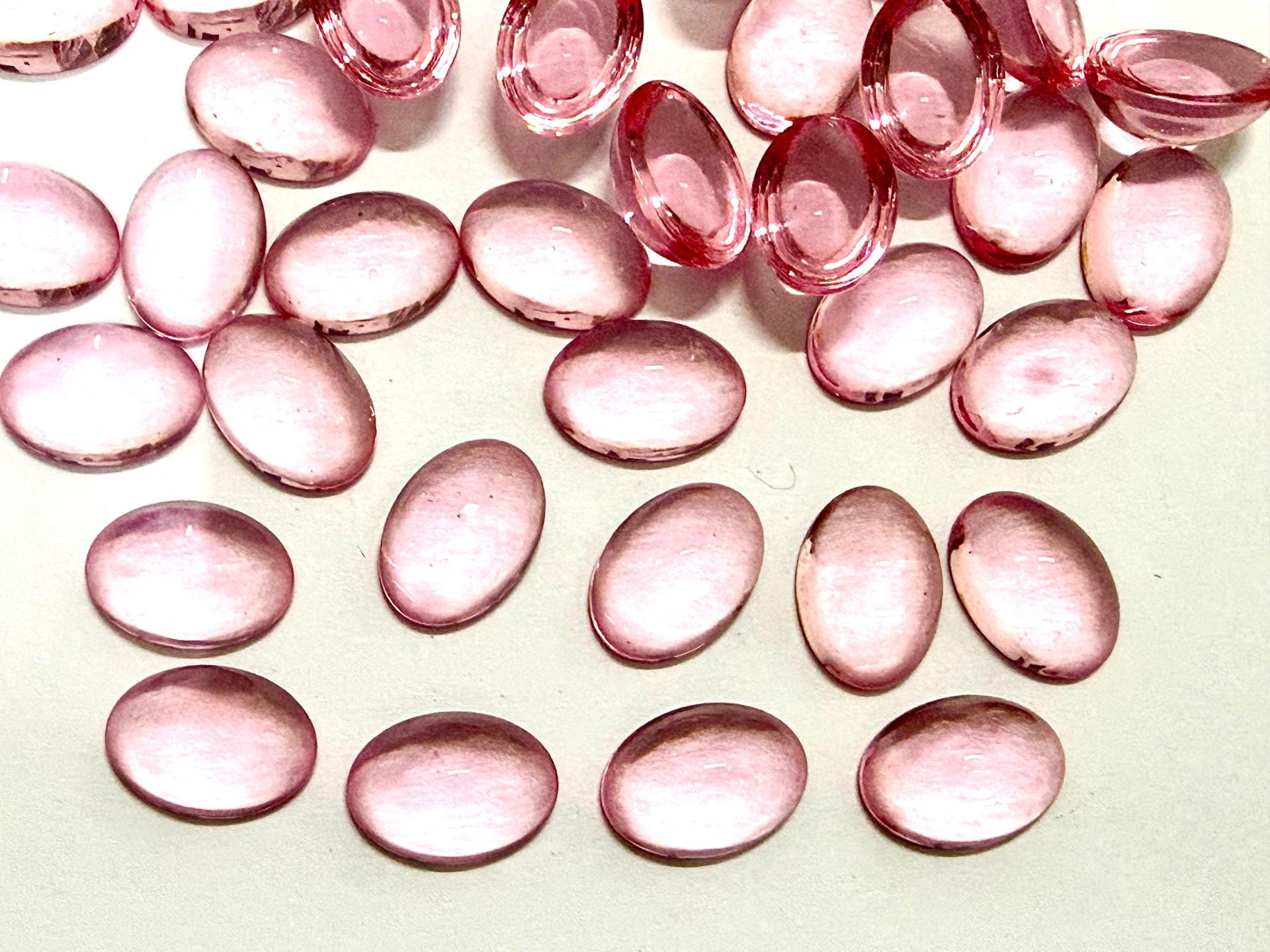 Swarovski 14x10 mm Vintage 2190 Light Rose Unfoiled Flat Back Oval Cabochon Cabs
