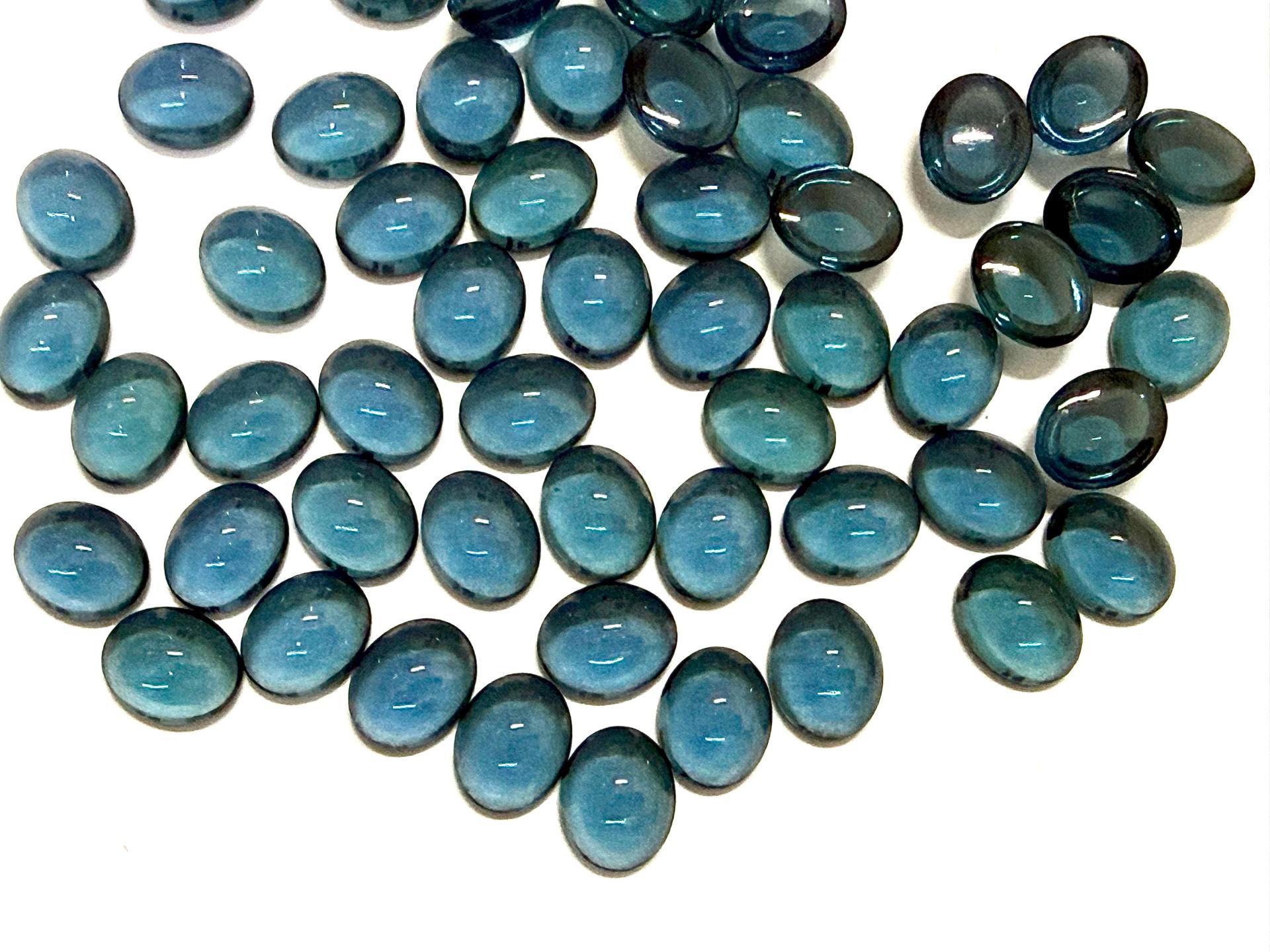 Swarovski 10x8 mm Vintage 2190 Montana Unfoiled Flat Back Oval Cabochon Cabs