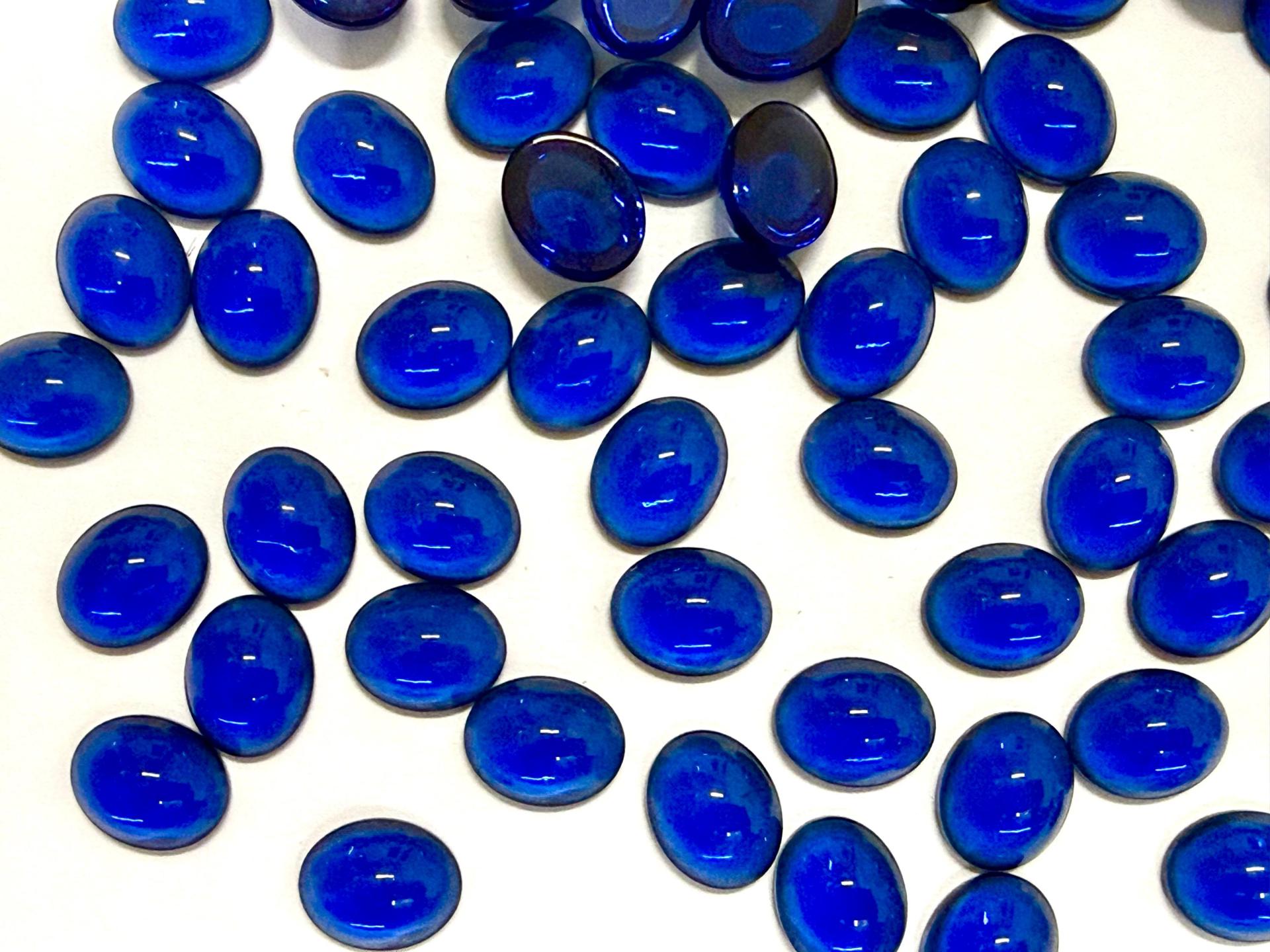 Swarovski 10x8 mm Vintage 2190 Dark Sapphire Unfoiled Flat Back Oval Cabochon Cabs