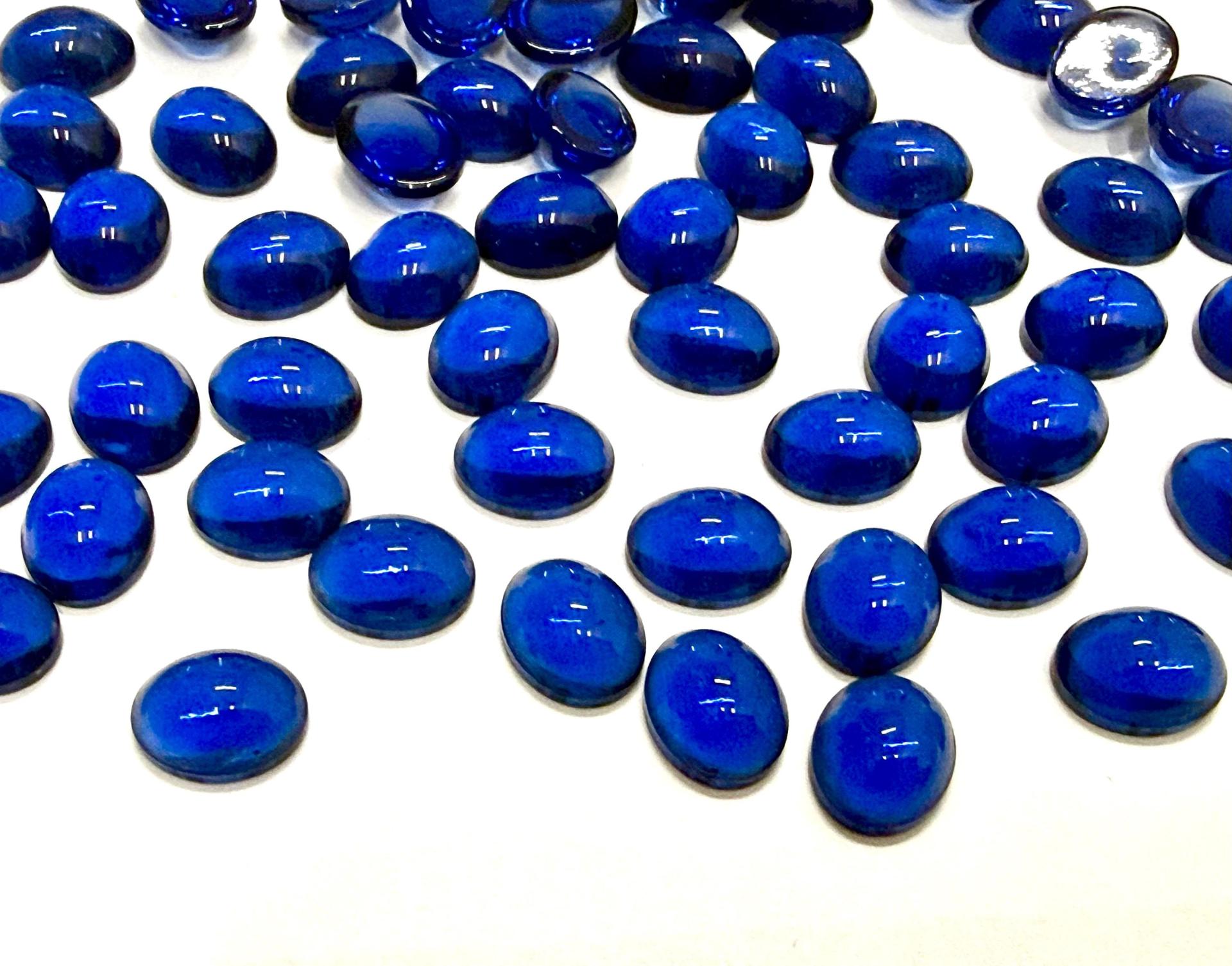 Swarovski 10x8 mm Vintage 2190 Dark Sapphire Unfoiled Flat Back Oval Cabochon Cabs