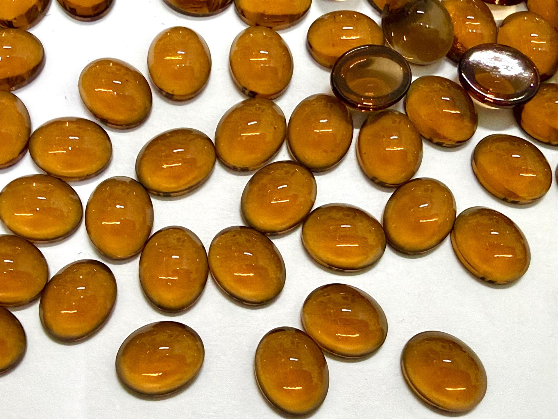Swarovski 10x8 mm Vintage 2190 Smoked Topaz Unfoiled Flat Back Oval Cabochon Cabs