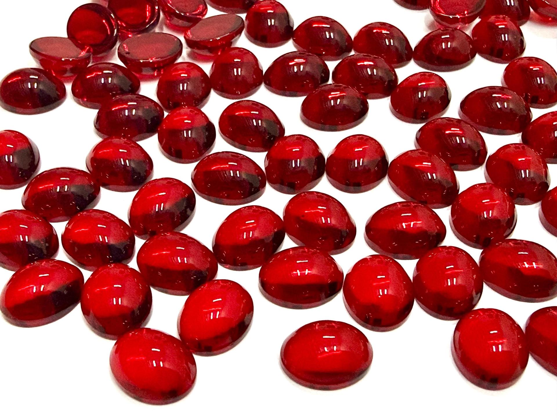Swarovski 10x8 mm Vintage 2190 Siam Unfoiled Flat Back Oval Cabochon Cabs