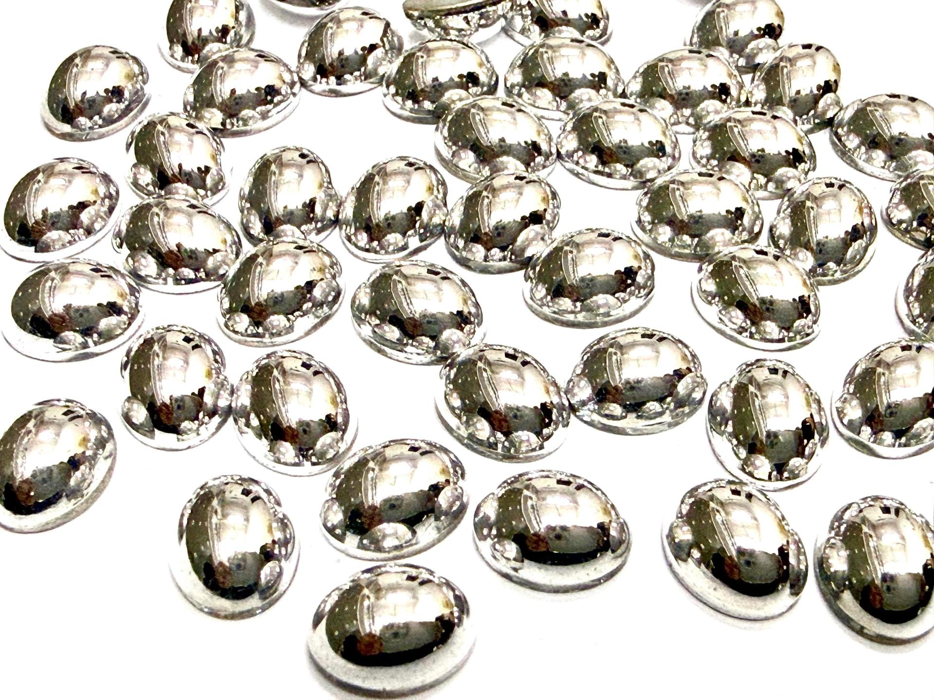 Swarovski 10x8 mm Vintage 2190 Crystal Comet Argent Light Foiled Flat Back Oval Cabochon Cabs