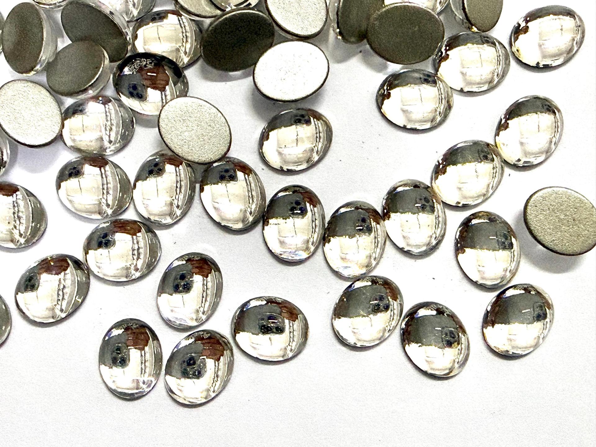 Swarovski 10x8 mm Vintage 2190 Crystal Foiled Flat Back Oval Cabochon Cabs