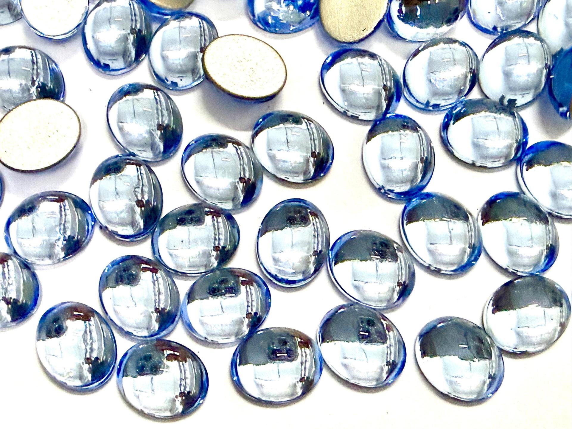Swarovski 10x8 mm Vintage 2190 Light Sapphire Foiled Flat Back Oval Cabochon Cabs