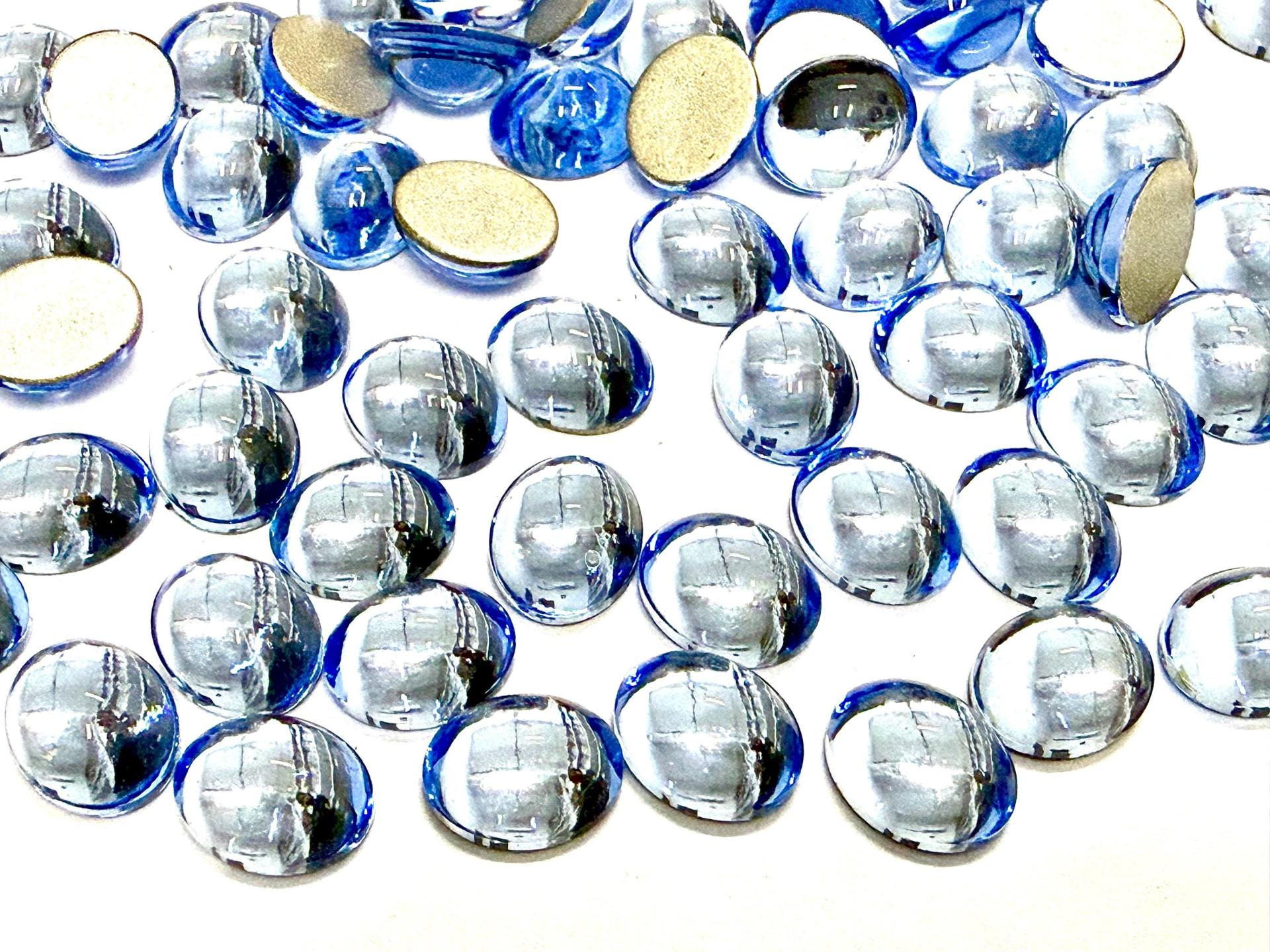 Swarovski 10x8 mm Vintage 2190 Light Sapphire Foiled Flat Back Oval Cabochon Cabs