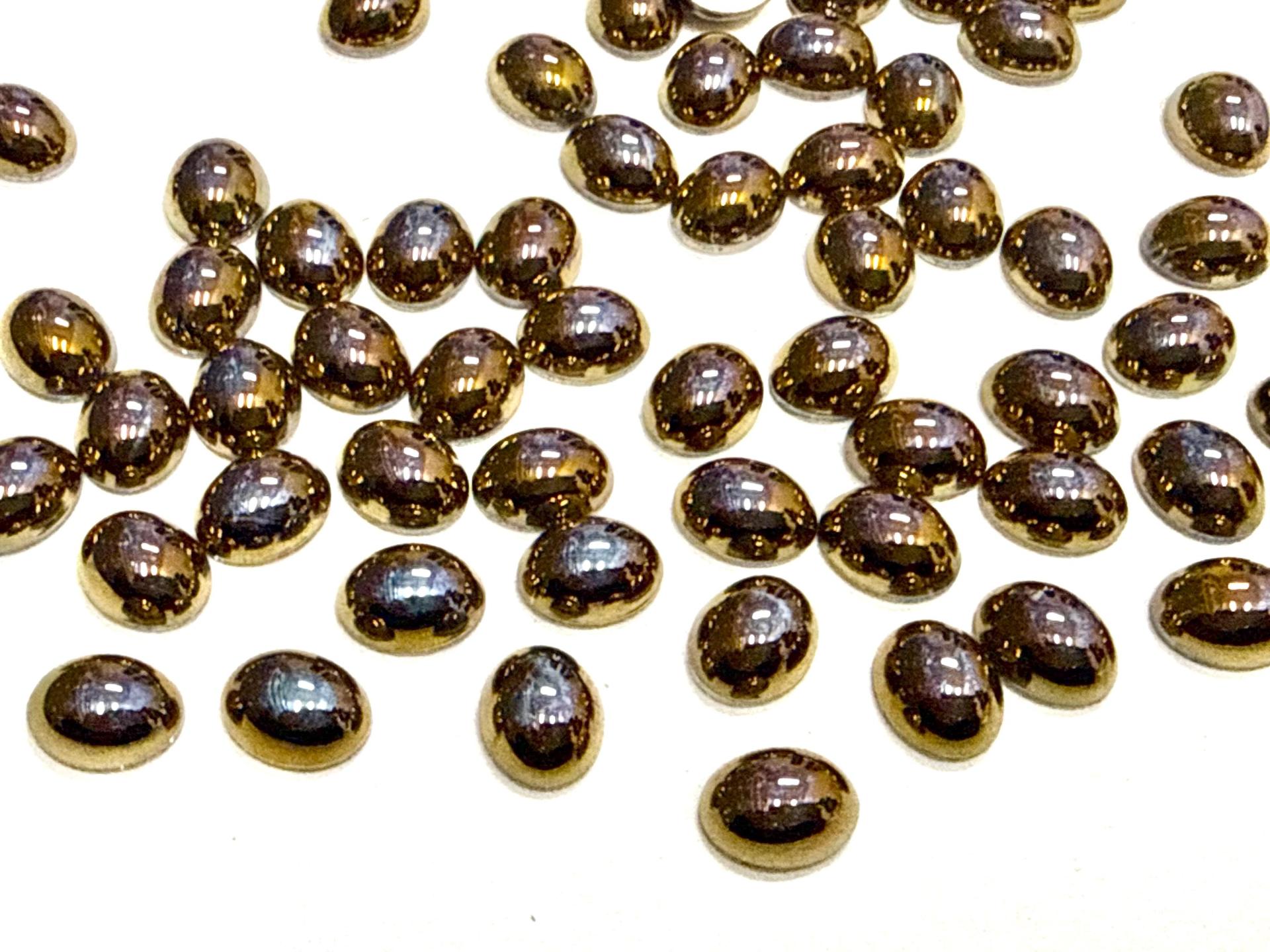 Swarovski 10x8 mm Vintage 2190 Crystal Dorado Foiled Flat Back Oval Cabochon Cabs