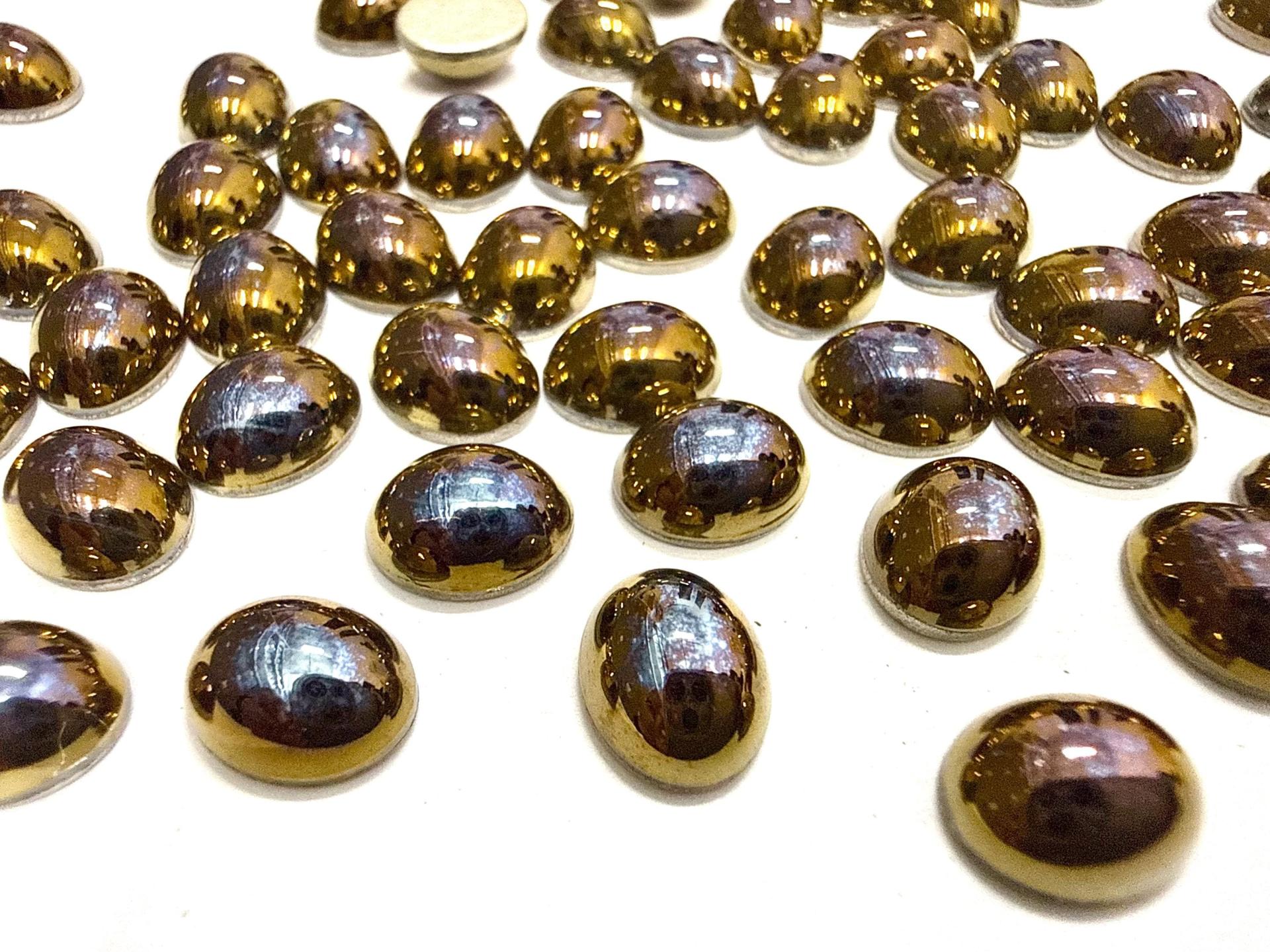 Swarovski 10x8 mm Vintage 2190 Crystal Dorado Foiled Flat Back Oval Cabochon Cabs