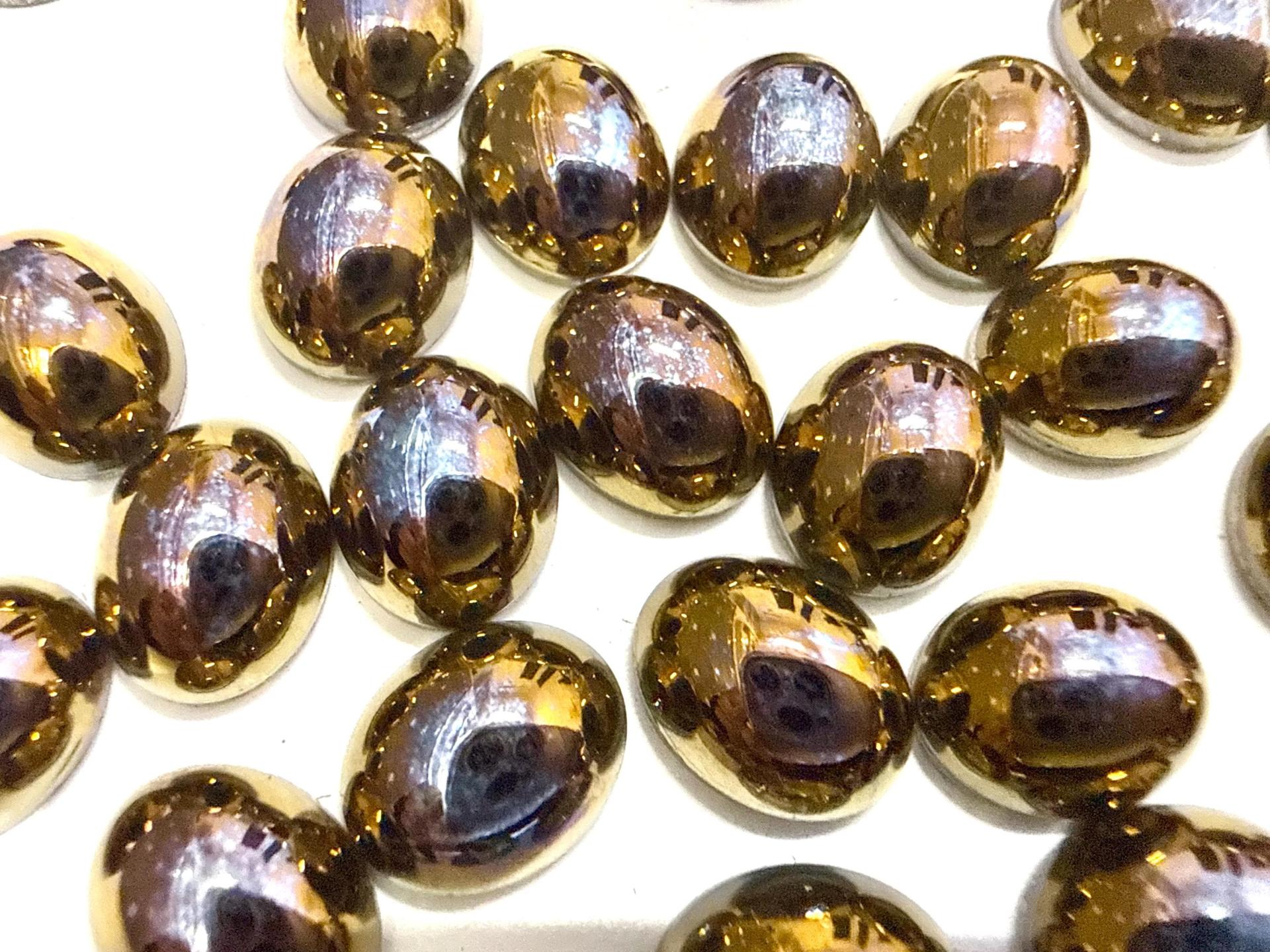Swarovski 10x8 mm Vintage 2190 Crystal Dorado Foiled Flat Back Oval Cabochon Cabs