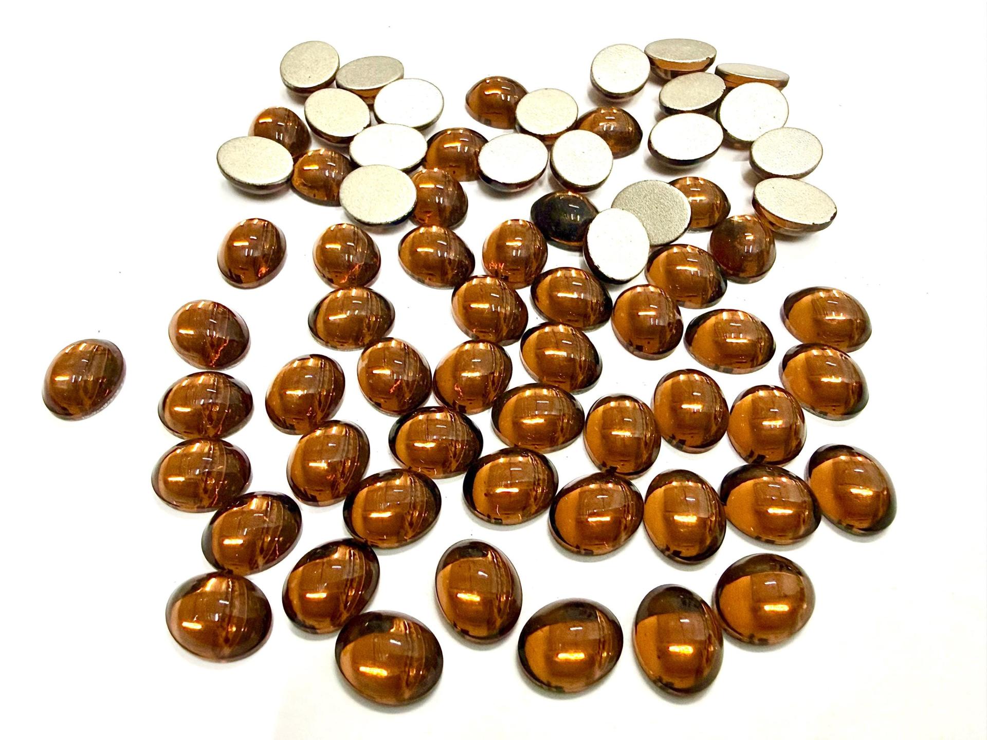 Swarovski 10x8 mm Vintage 2190 Smoked Topaz Foiled Flat Back Oval Cabochon Cabs