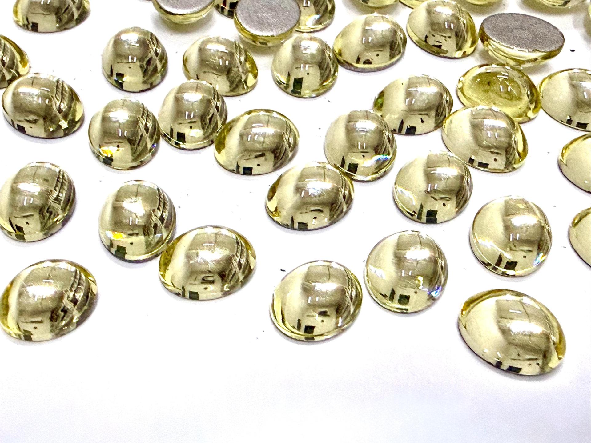 Swarovski 10x8 mm Vintage 2190 Jonquil Foiled Flat Back Oval Cabochon Cabs