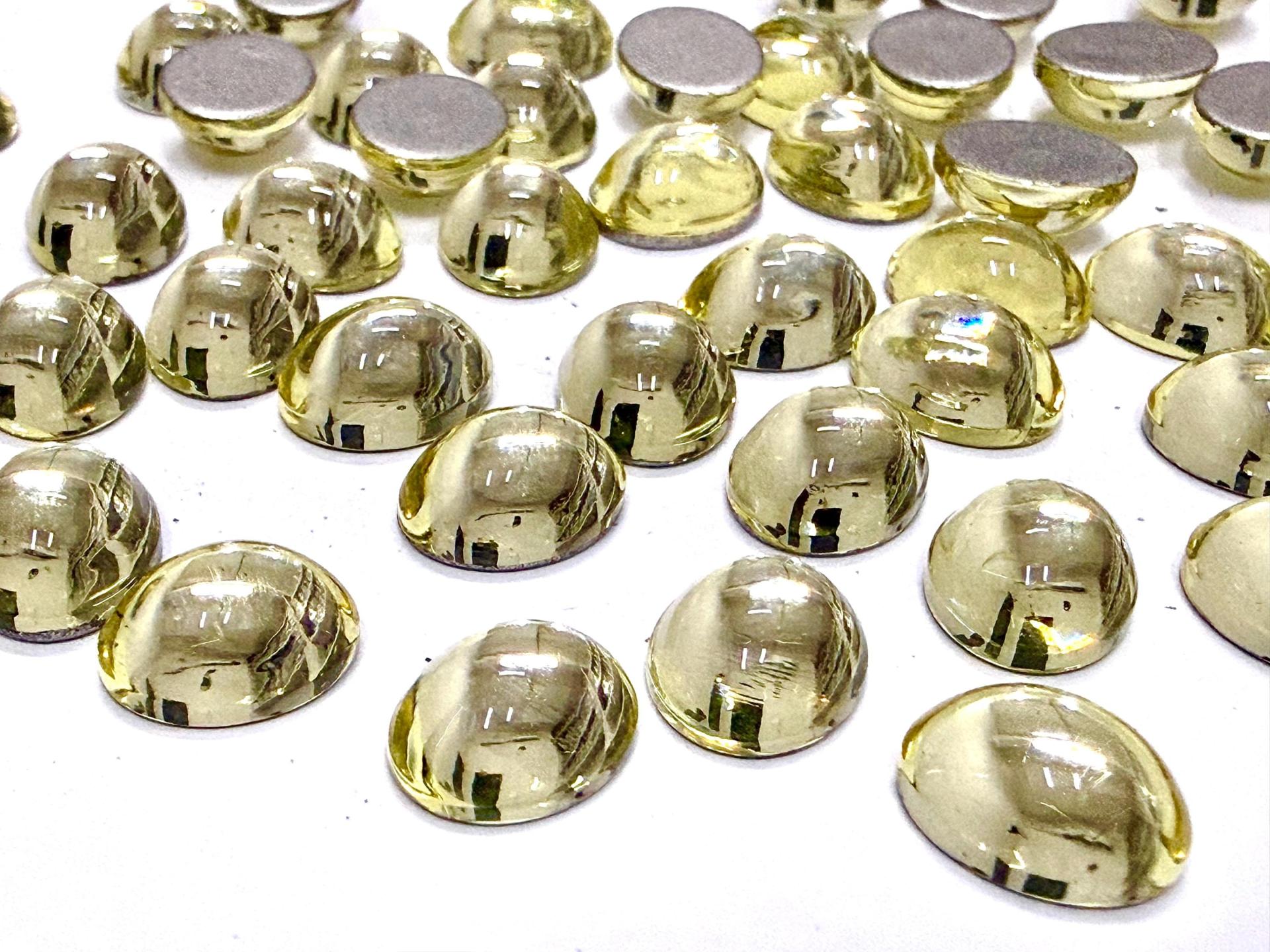 Swarovski 10x8 mm Vintage 2190 Jonquil Foiled Flat Back Oval Cabochon Cabs