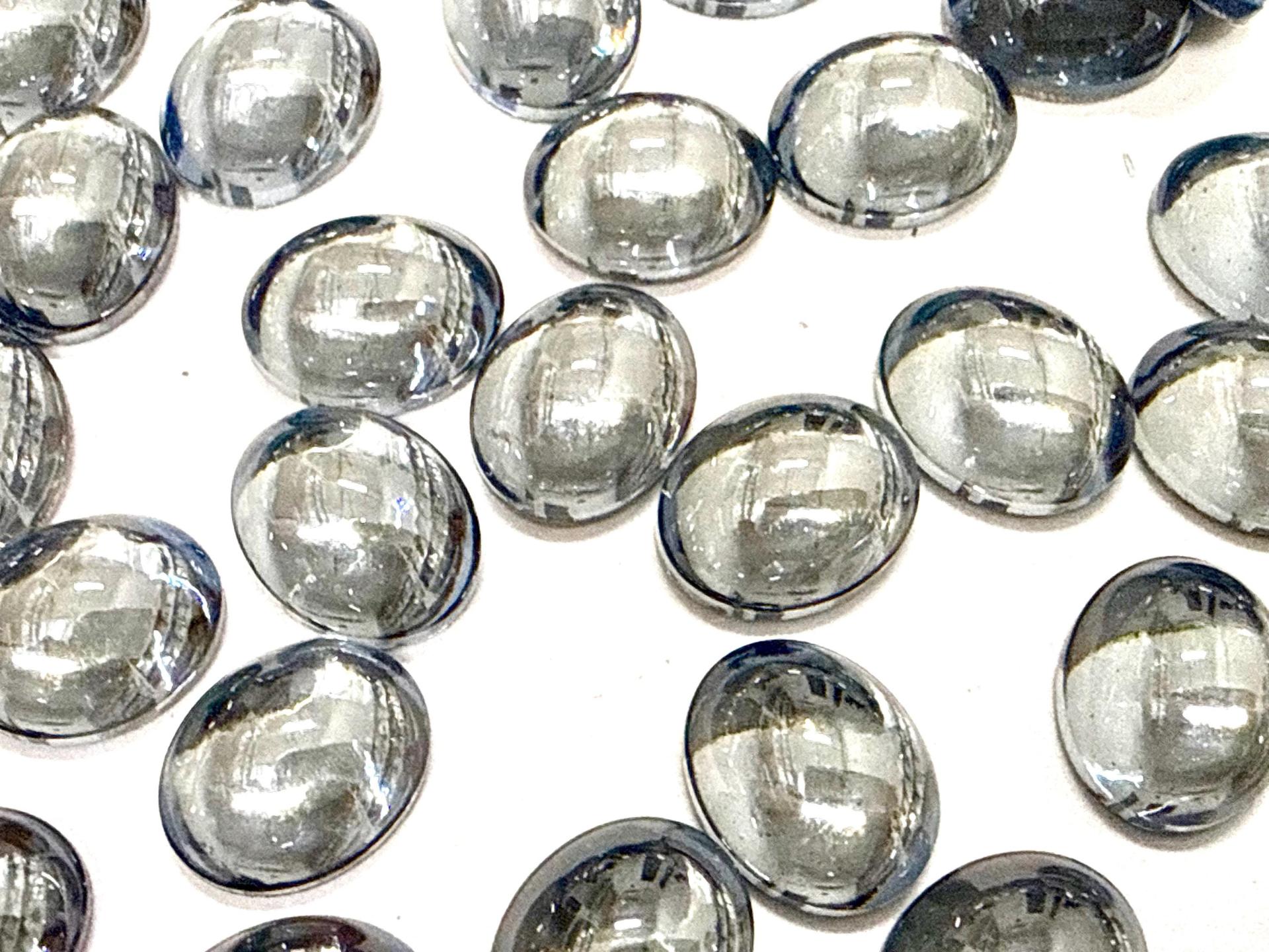 Swarovski 10x8 mm Vintage 2190 Light Sapphire Satin Foiled Flat Back Oval Cabochon Cabs