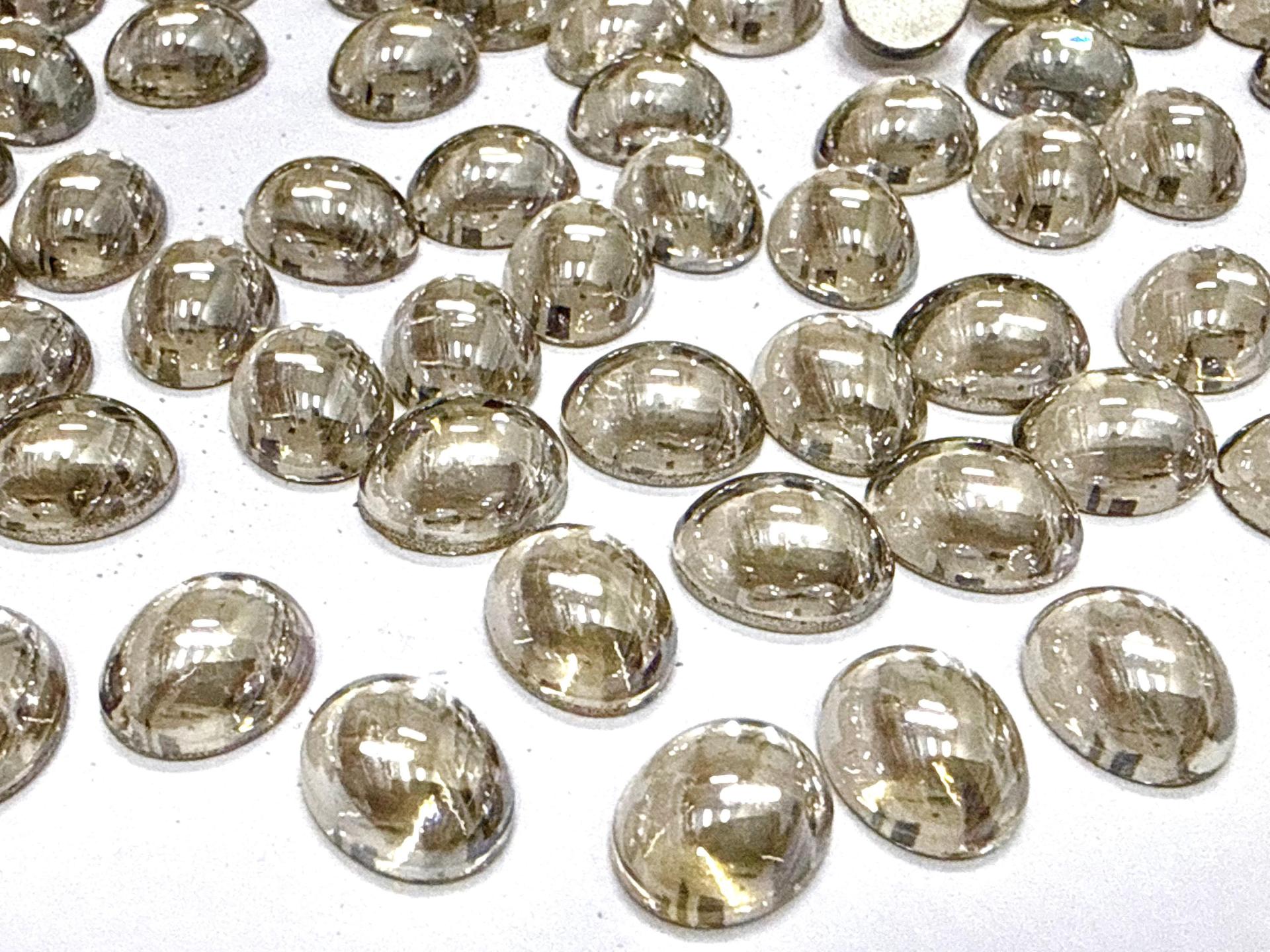 Swarovski 10x8 mm Vintage 2190 Crystal Silver Shade Foiled Flat Back Oval Cabochon Cabs