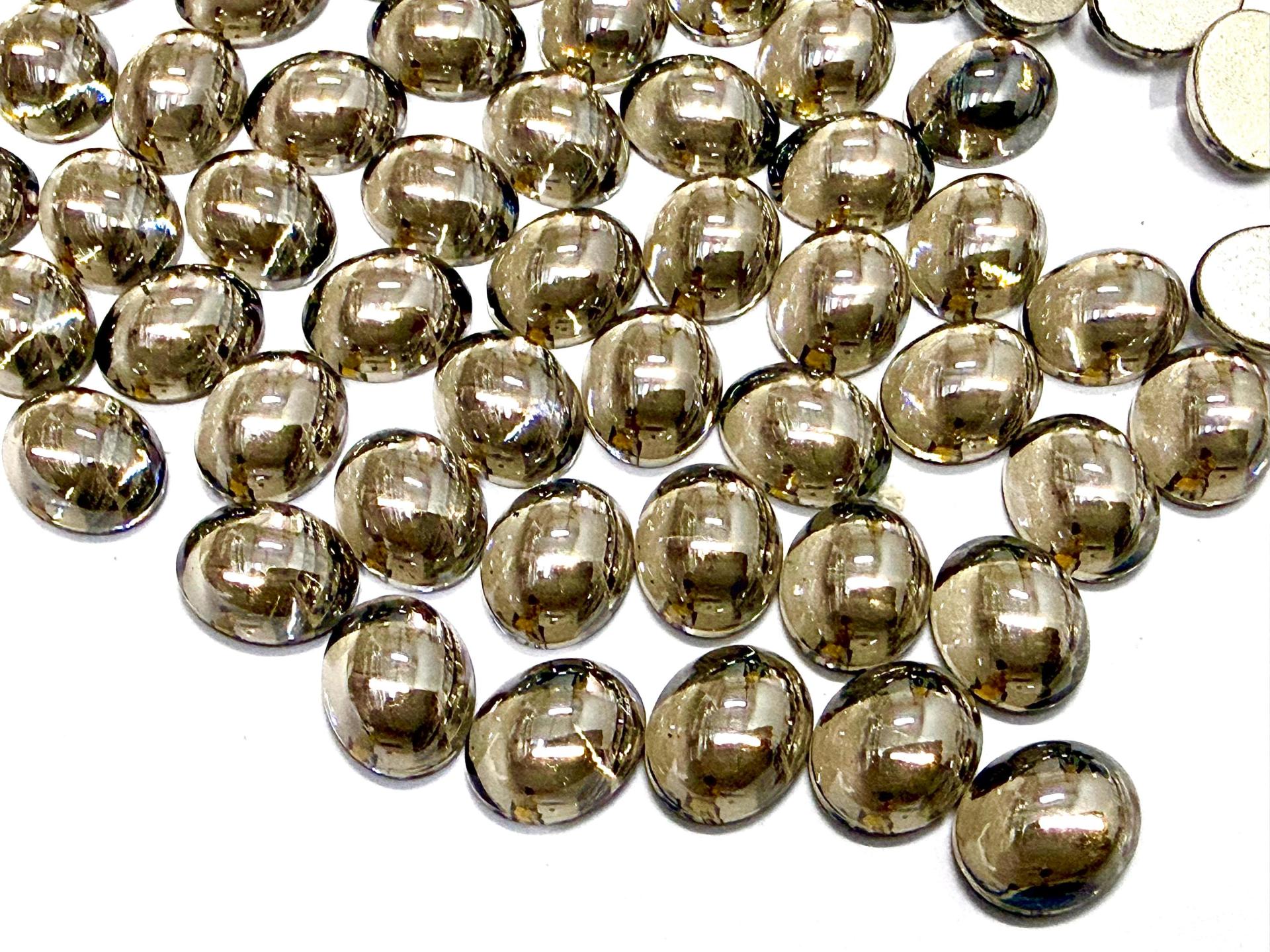 Swarovski 10x8 mm Vintage 2190 Crystal Satin Foiled Flat Back Oval Cabochon Cabs