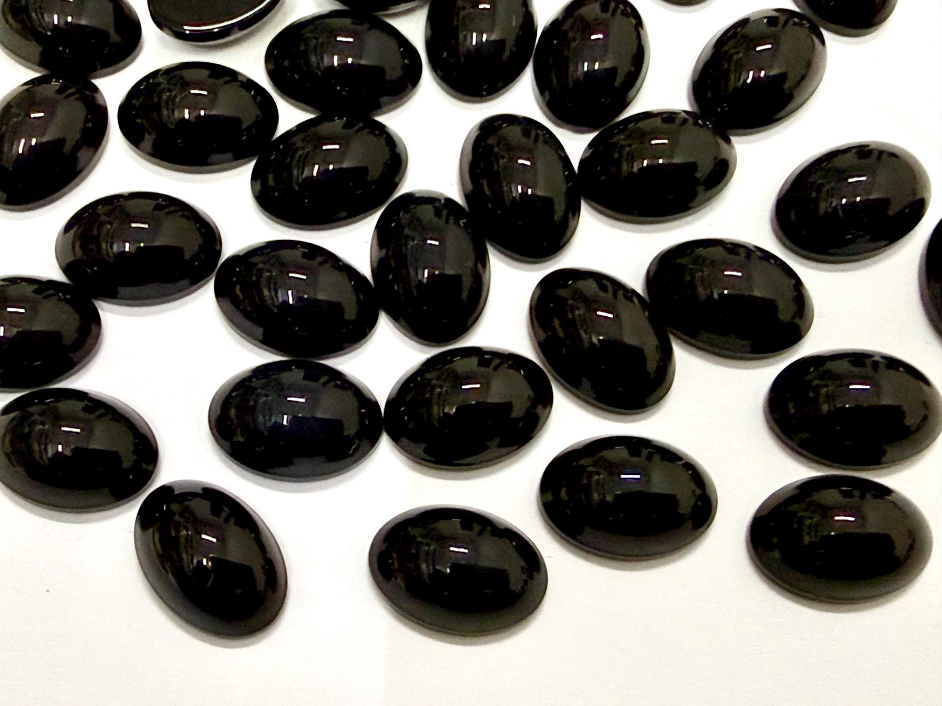 Swarovski 14x10 mm Vintage 2190 Jet Unfoiled Flat Back Oval Cabochon Cabs