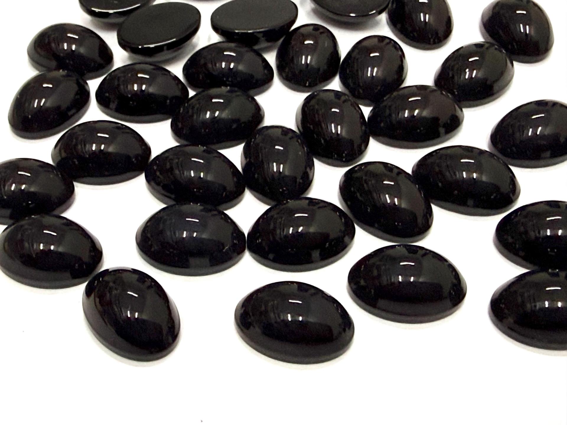 Swarovski 14x10 mm Vintage 2190 Jet Unfoiled Flat Back Oval Cabochon Cabs