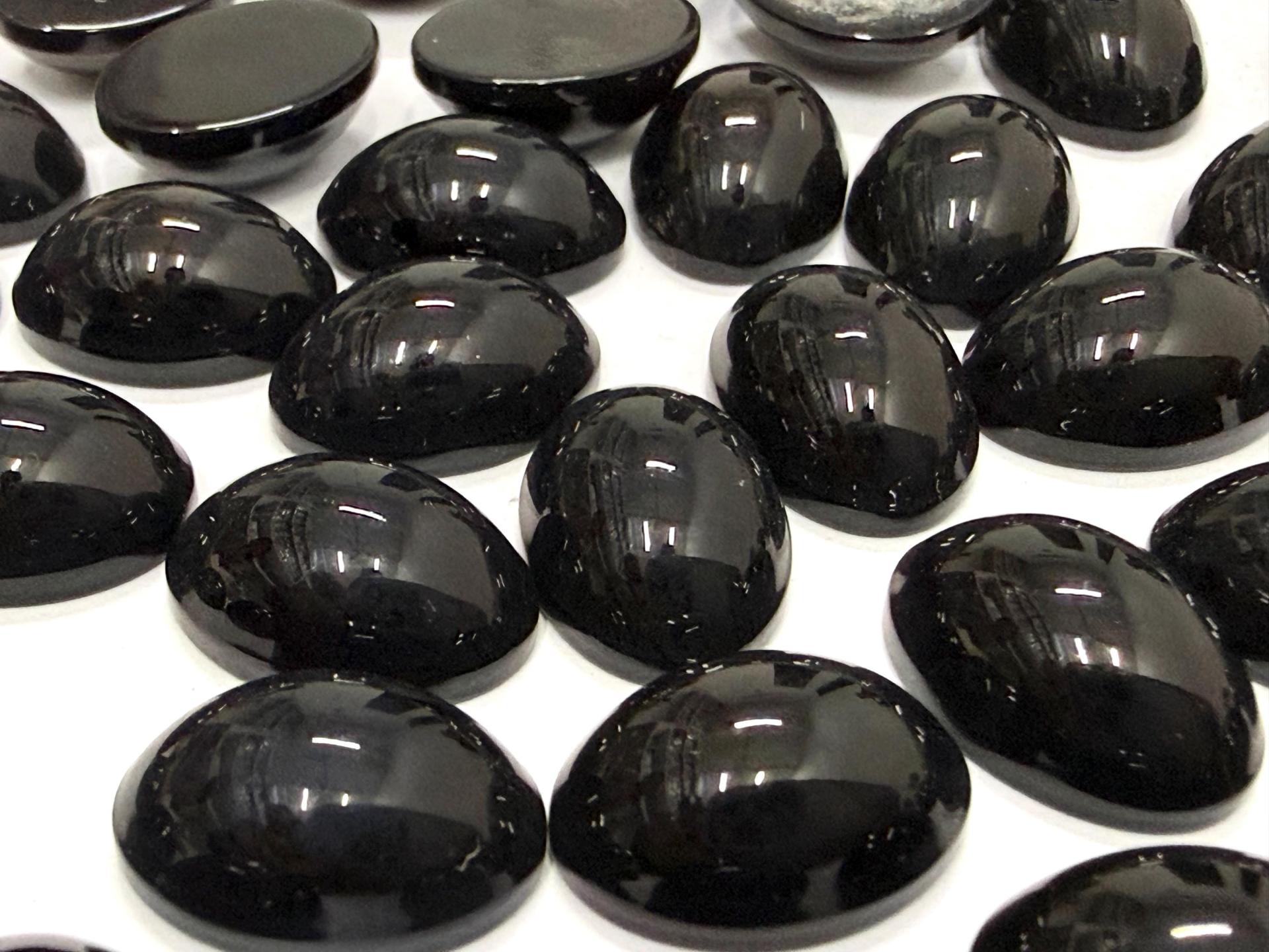 Swarovski 14x10 mm Vintage 2190 Jet Unfoiled Flat Back Oval Cabochon Cabs
