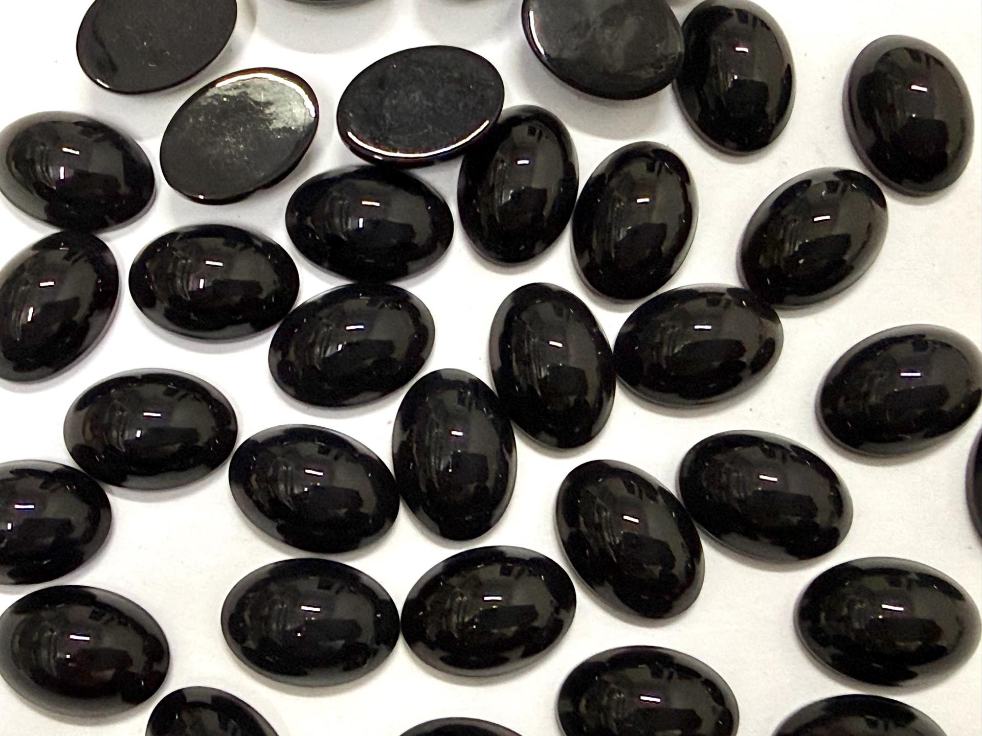 Swarovski 14x10 mm Vintage 2190 Jet Unfoiled Flat Back Oval Cabochon Cabs