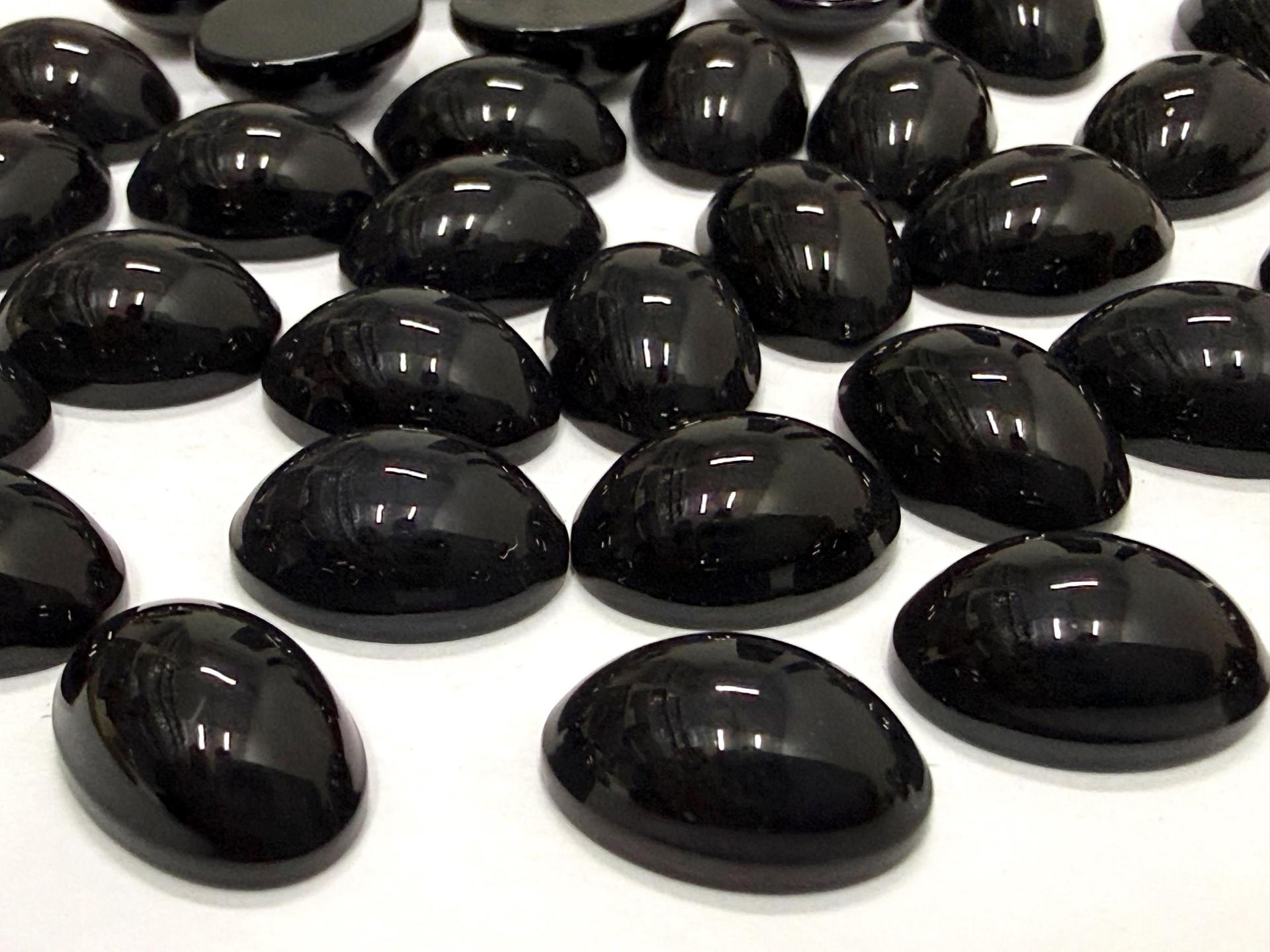 Swarovski 14x10 mm Vintage 2190 Jet Unfoiled Flat Back Oval Cabochon Cabs