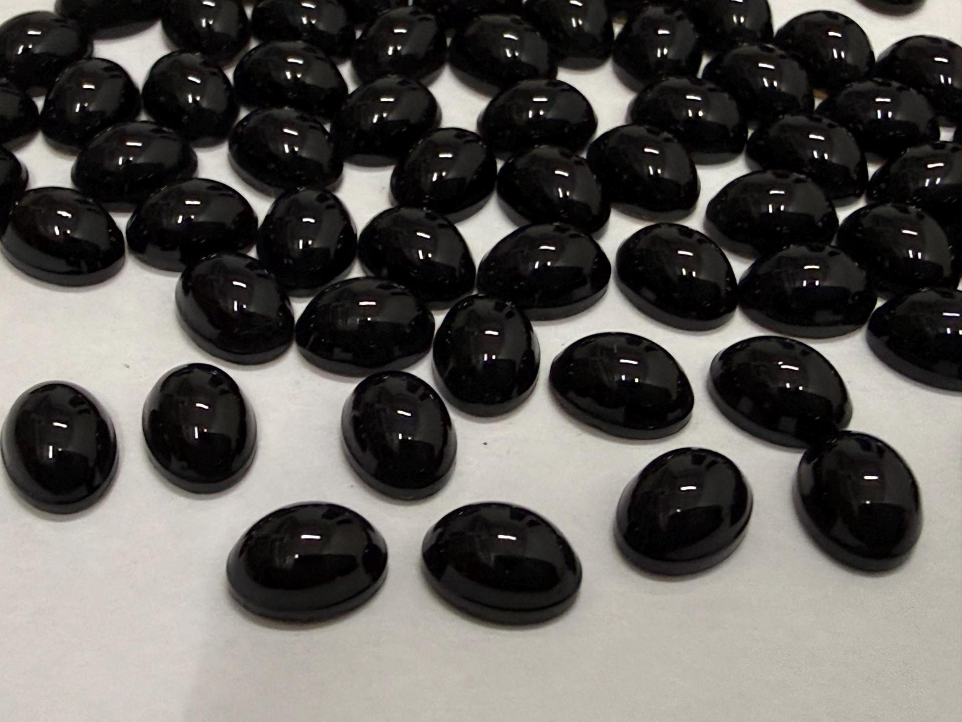Swarovski 8x6 mm Vintage 2190 Jet Foiled Flat Back Oval Cabochon Cabs