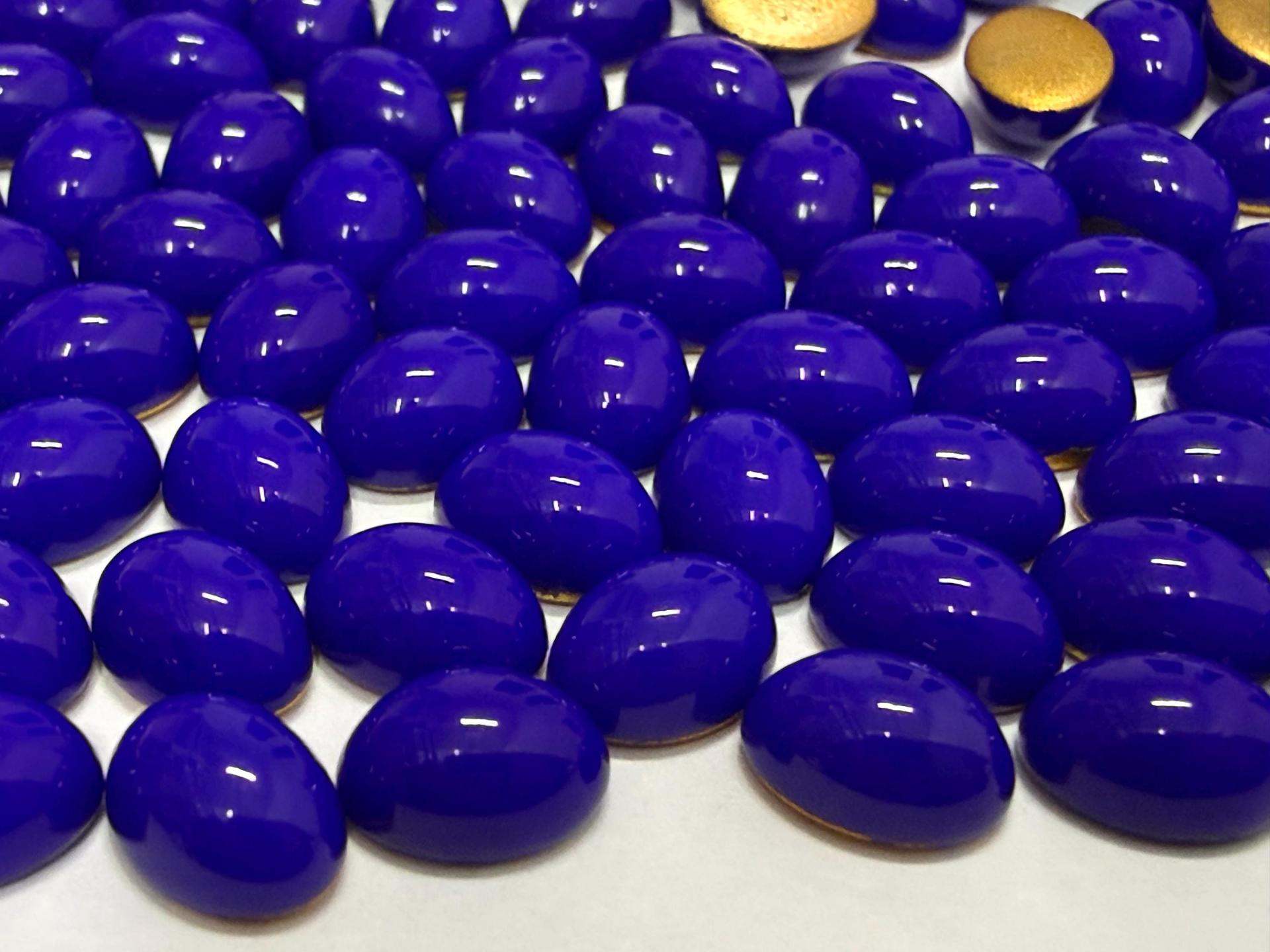 Swarovski 8x6 mm Vintage 2190 Navy Blue Foiled Flat Back Oval Cabochon Cabs